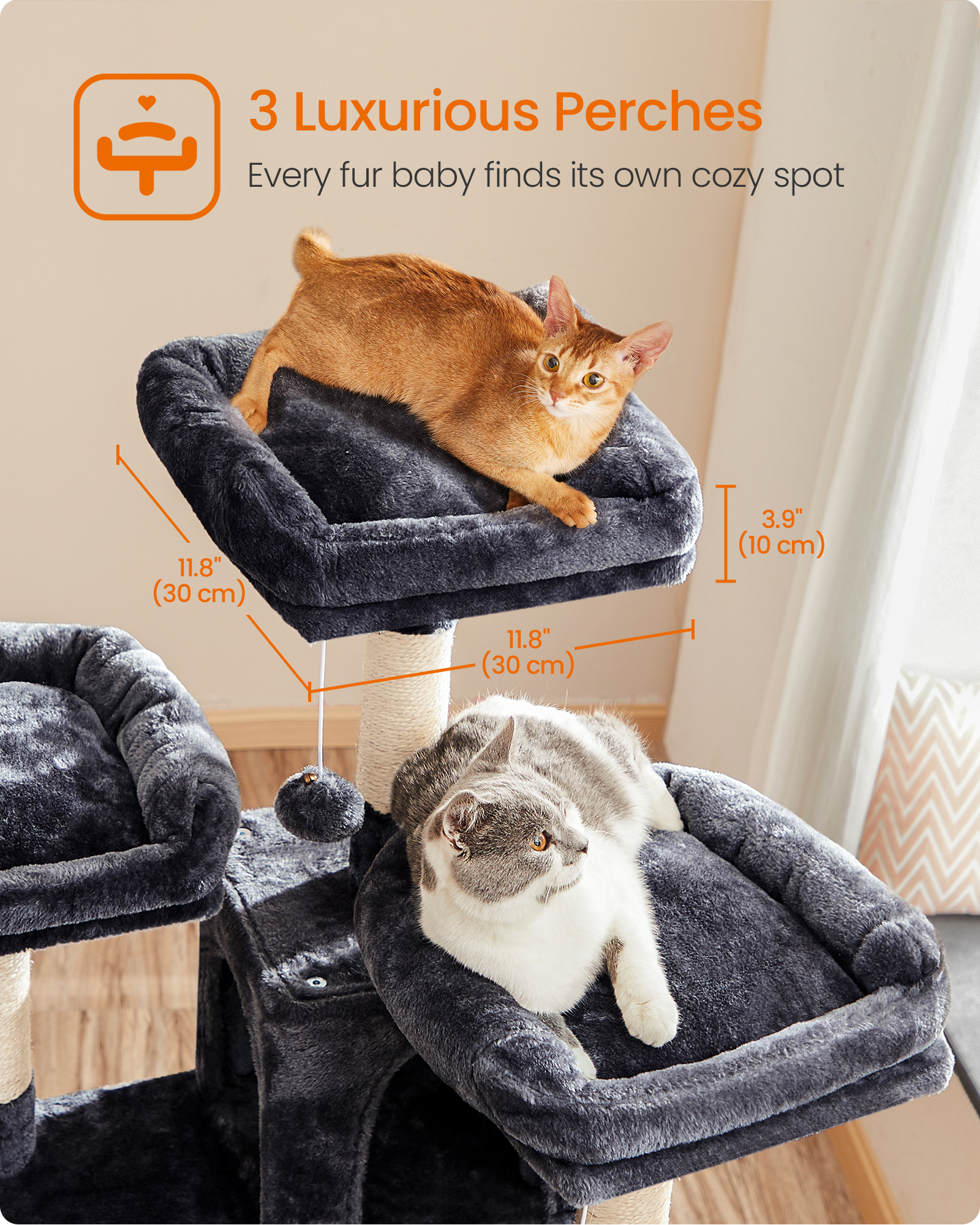 Cat Tree, 67.7 Inches Large Tower, Cat Condo photo 2