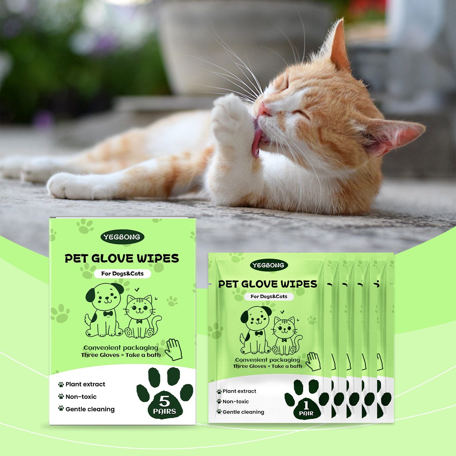 YEGBONG Disposable Pet Glove Wipes, 5 Pieces photo 8