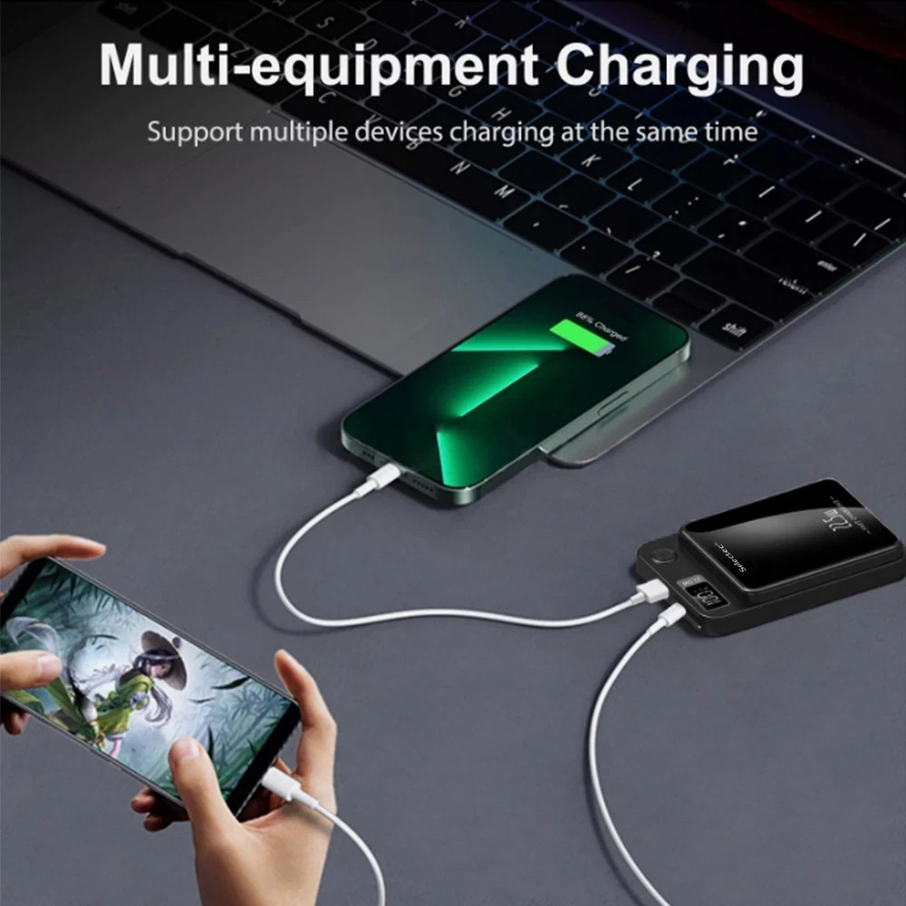 Silvery--9 000000mAh Power Bank Magnetic Battery Pack Wireless Charger For I Phone 16-15-14---silvery photo 3