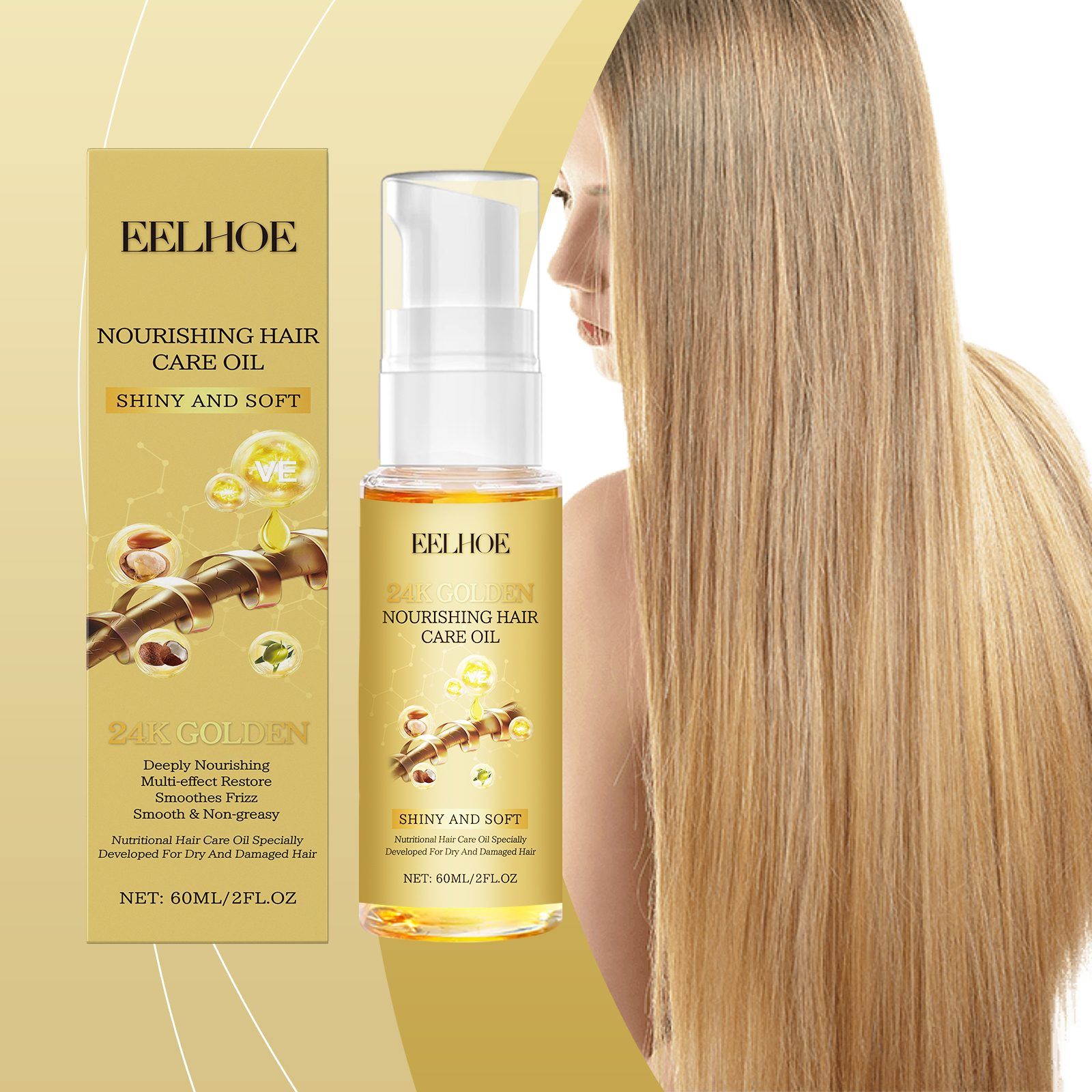 EELHOE 24K Gold Hair Care Oil, 60 ml photo 2