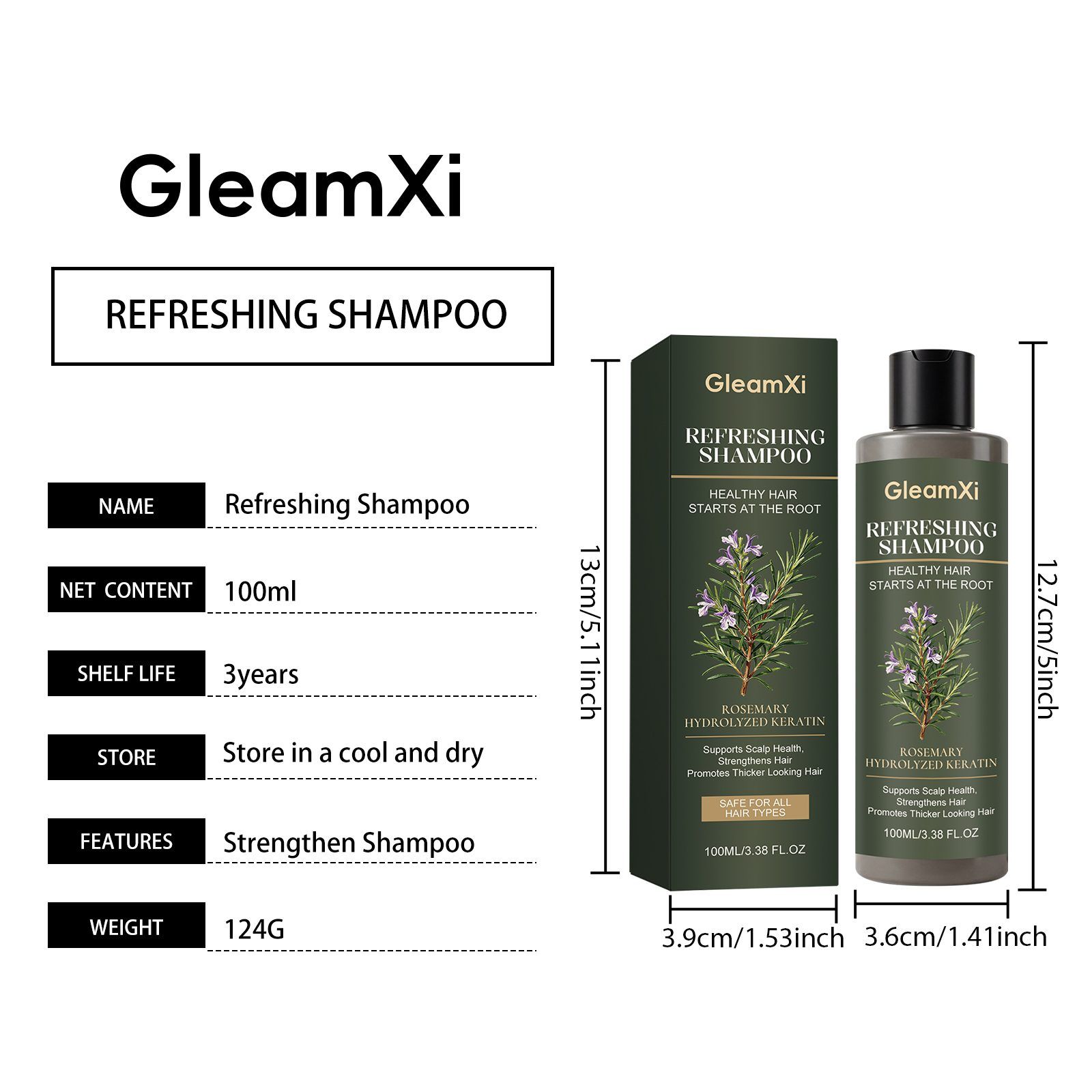 GleamXi Rosemary Shine-Care Shampoo, 100 ml photo 4