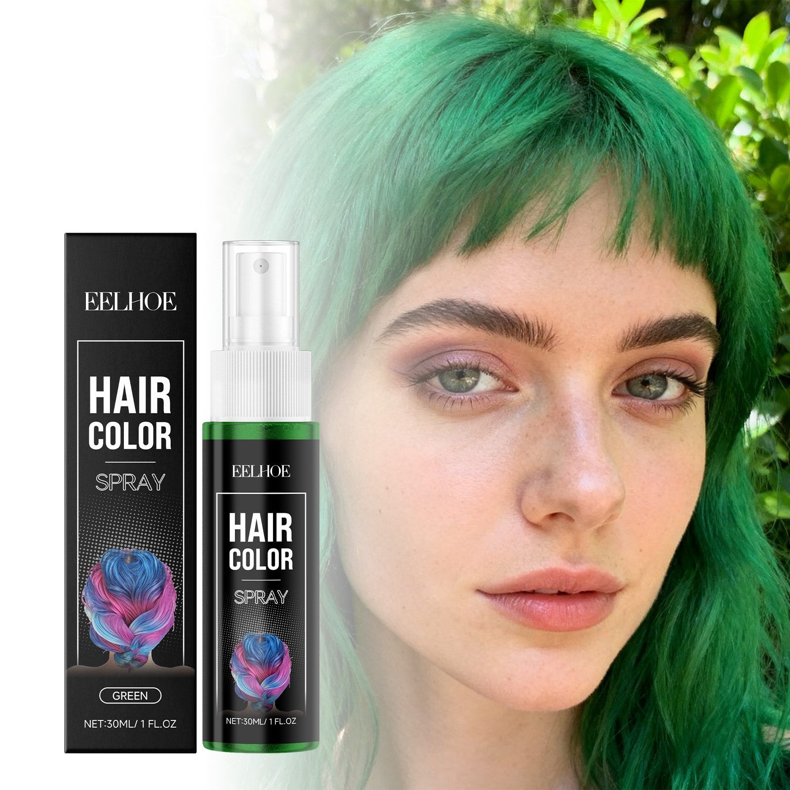 EELHOE Temporary Green Hair Color Spray 30 ml, 30 ml photo 3