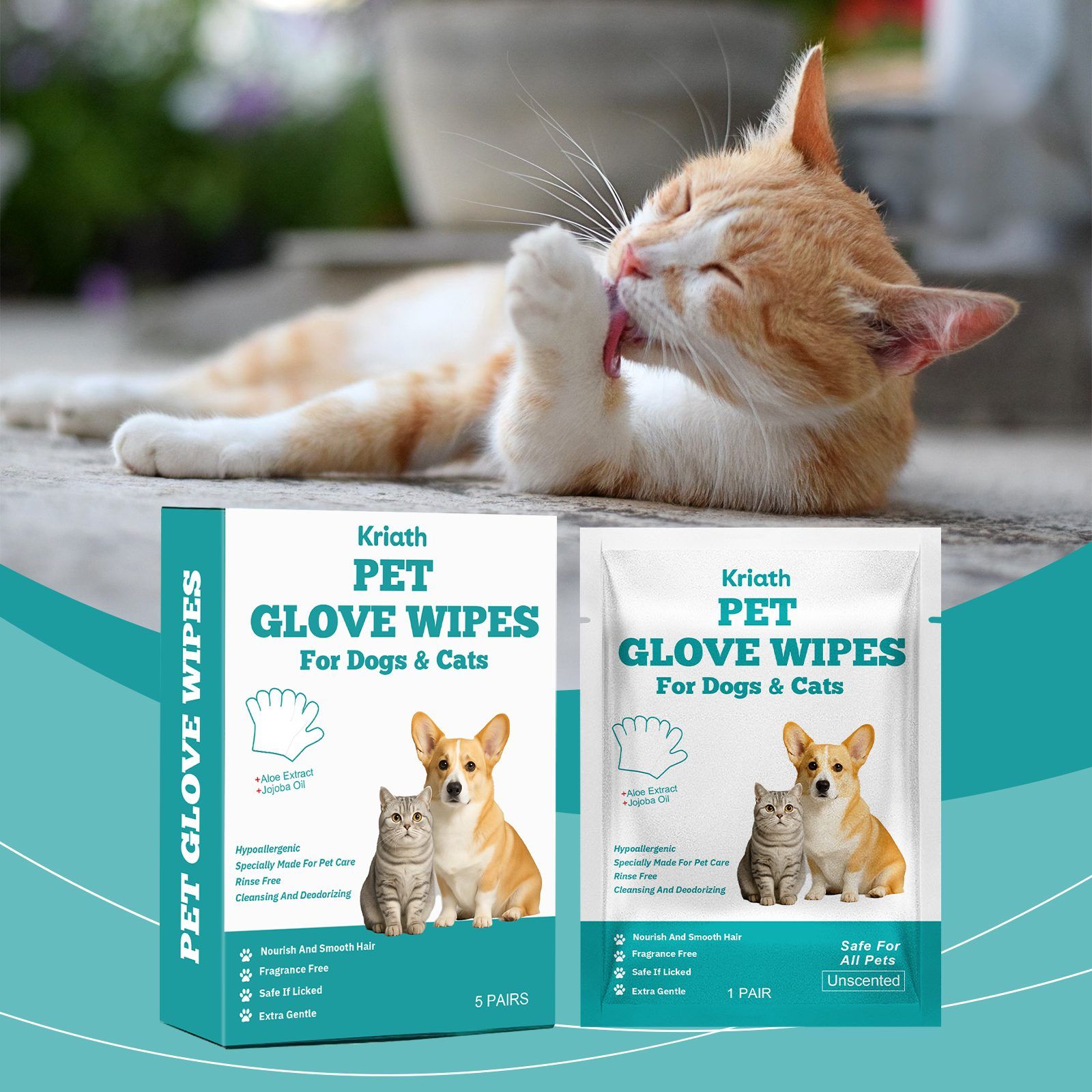 Kriath Disposable Pet Glove Wipes, 5 Pieces photo 5