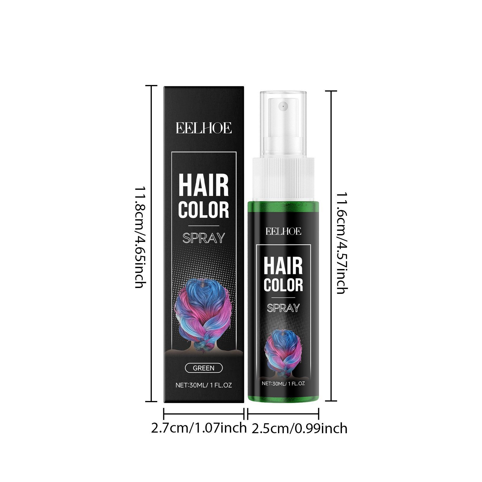 EELHOE Temporary Green Hair Color Spray 30 ml, 30 ml photo 8