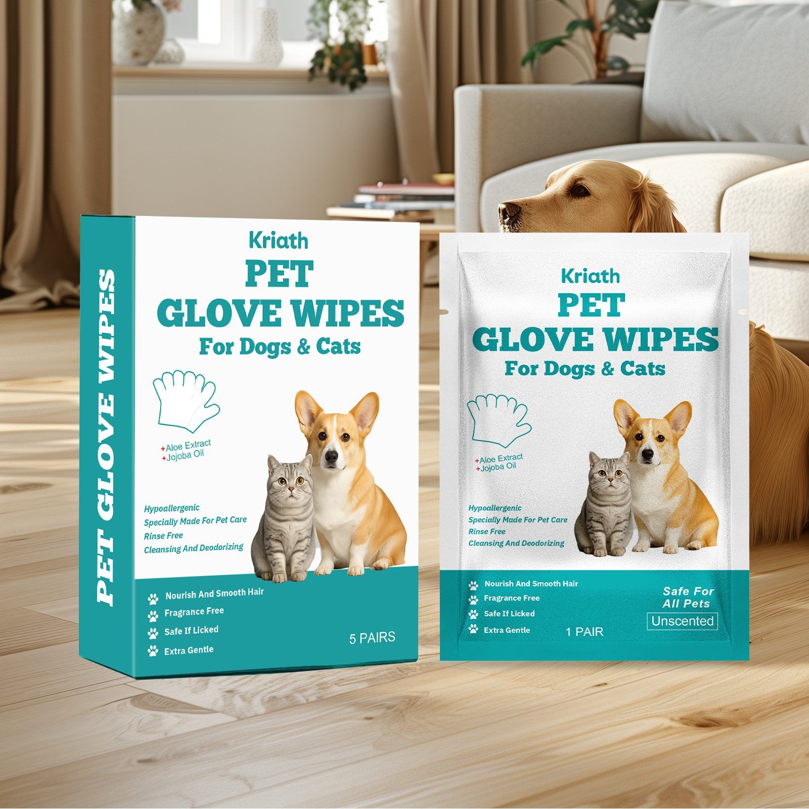 Kriath Disposable Pet Glove Wipes, 5 Pieces photo 4