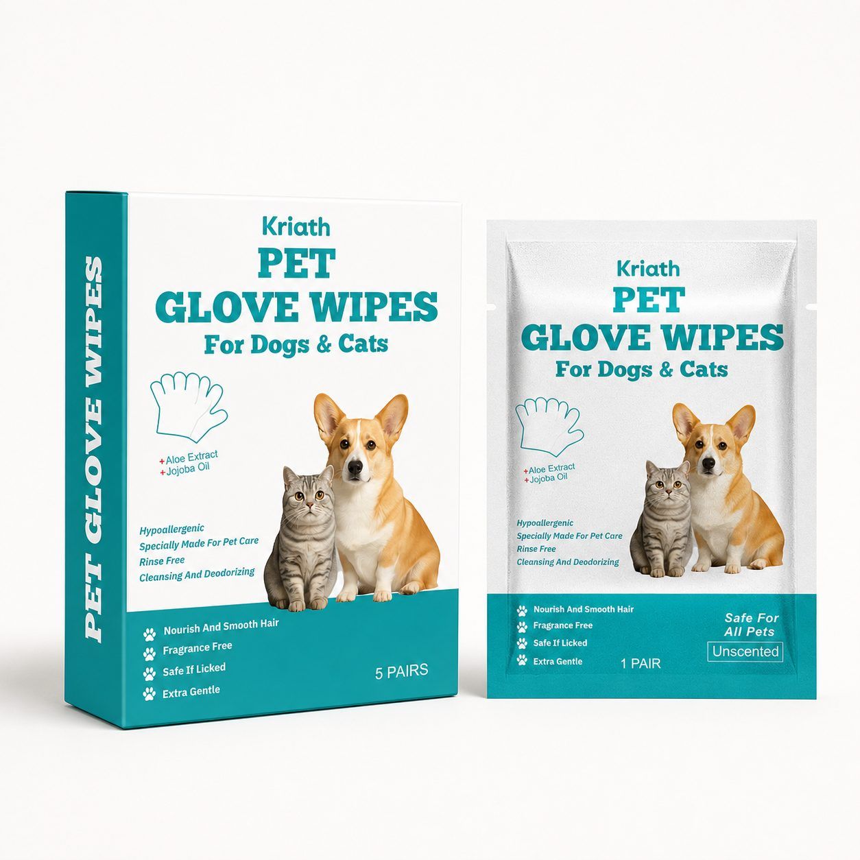 Kriath Disposable Pet Glove Wipes, 5 Pieces photo 1