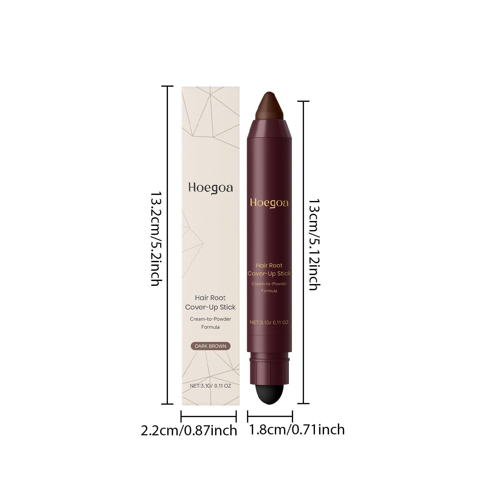 HOEGOA Temporary Dark Brown Hair Color Stick, 3.1 g photo 2
