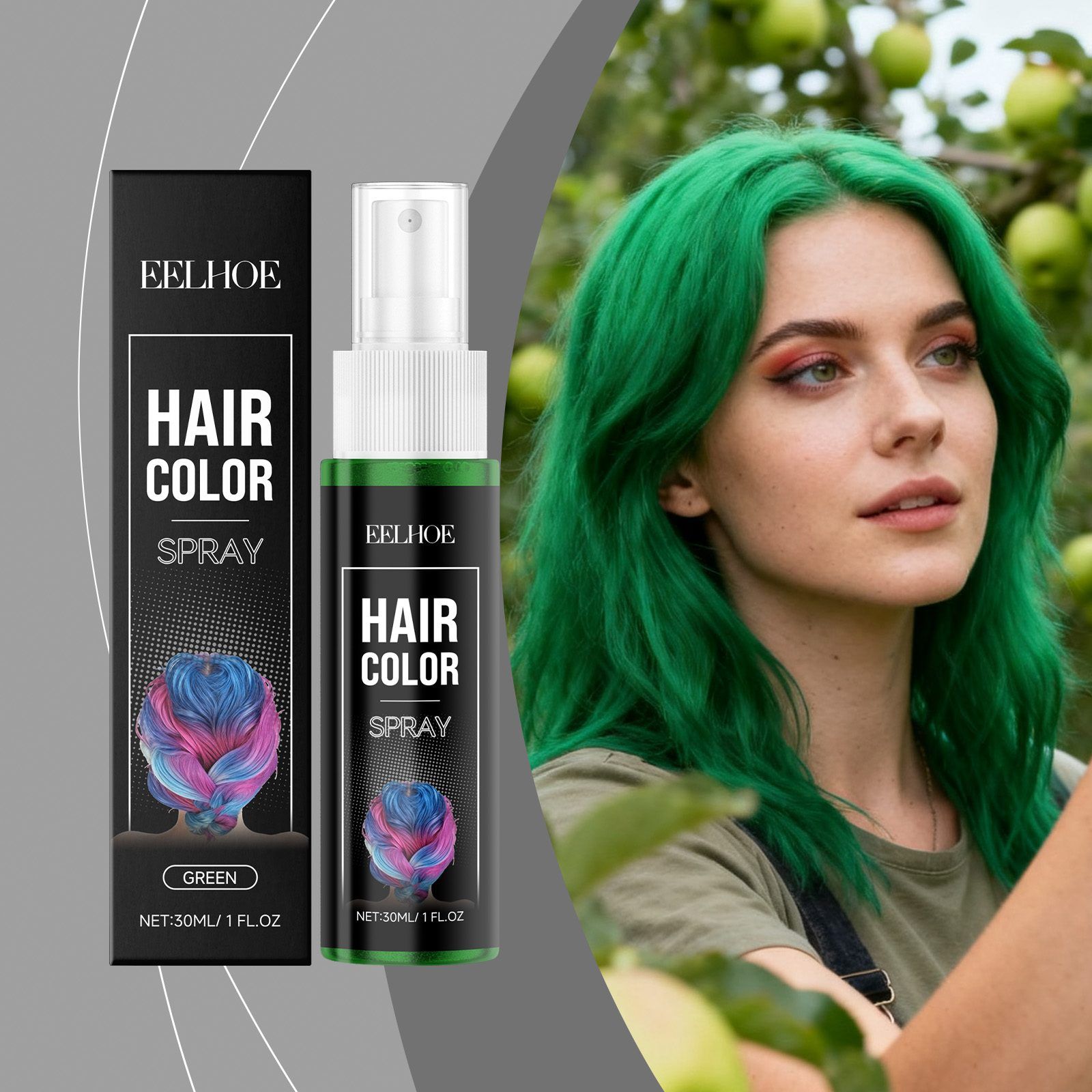 EELHOE Temporary Green Hair Color Spray 30 ml, 30 ml photo 6