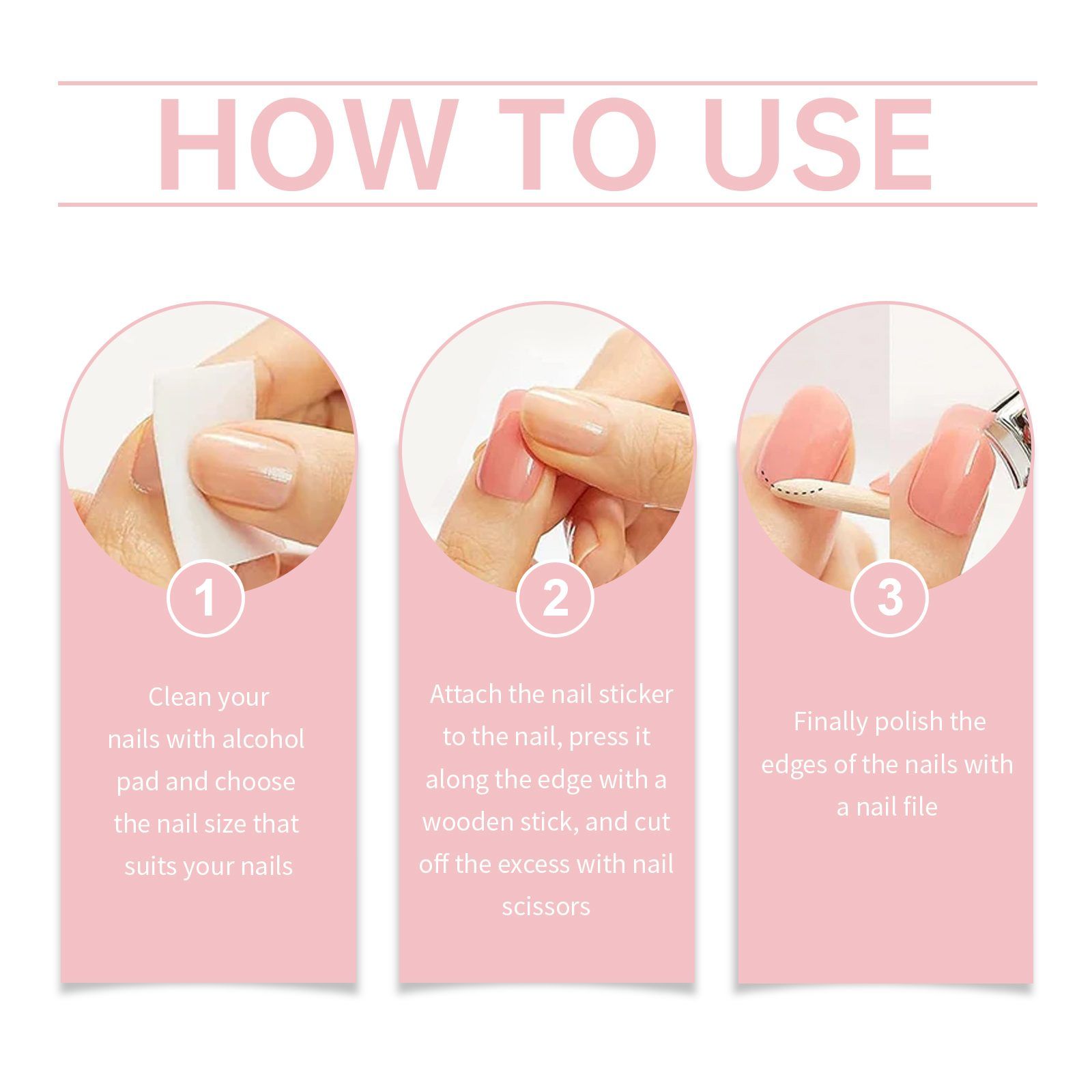 EELHOPE Soft Gel Nail Sticker Set, Pink, 1 Set photo 4