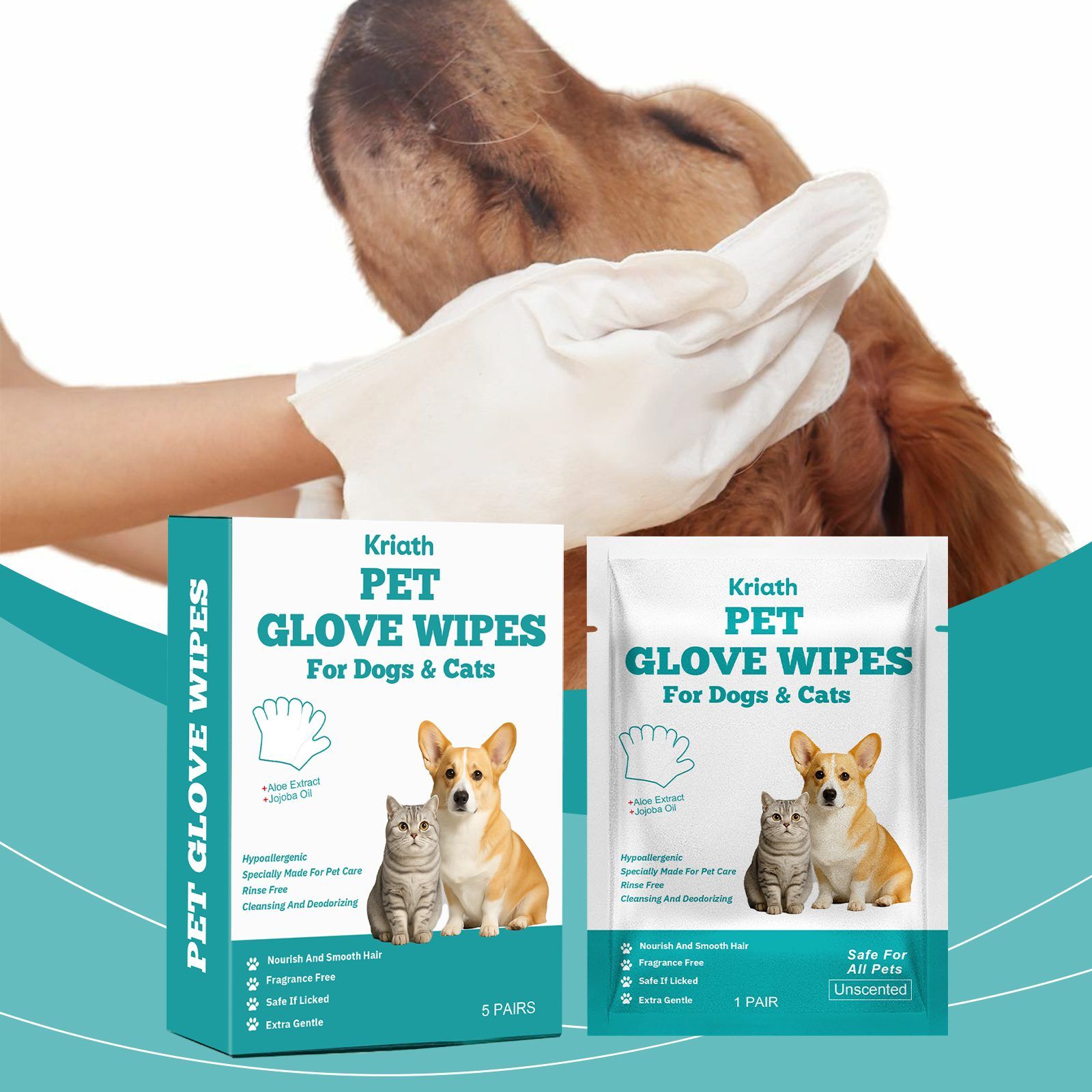 Kriath Disposable Pet Glove Wipes, 5 Pieces photo 3