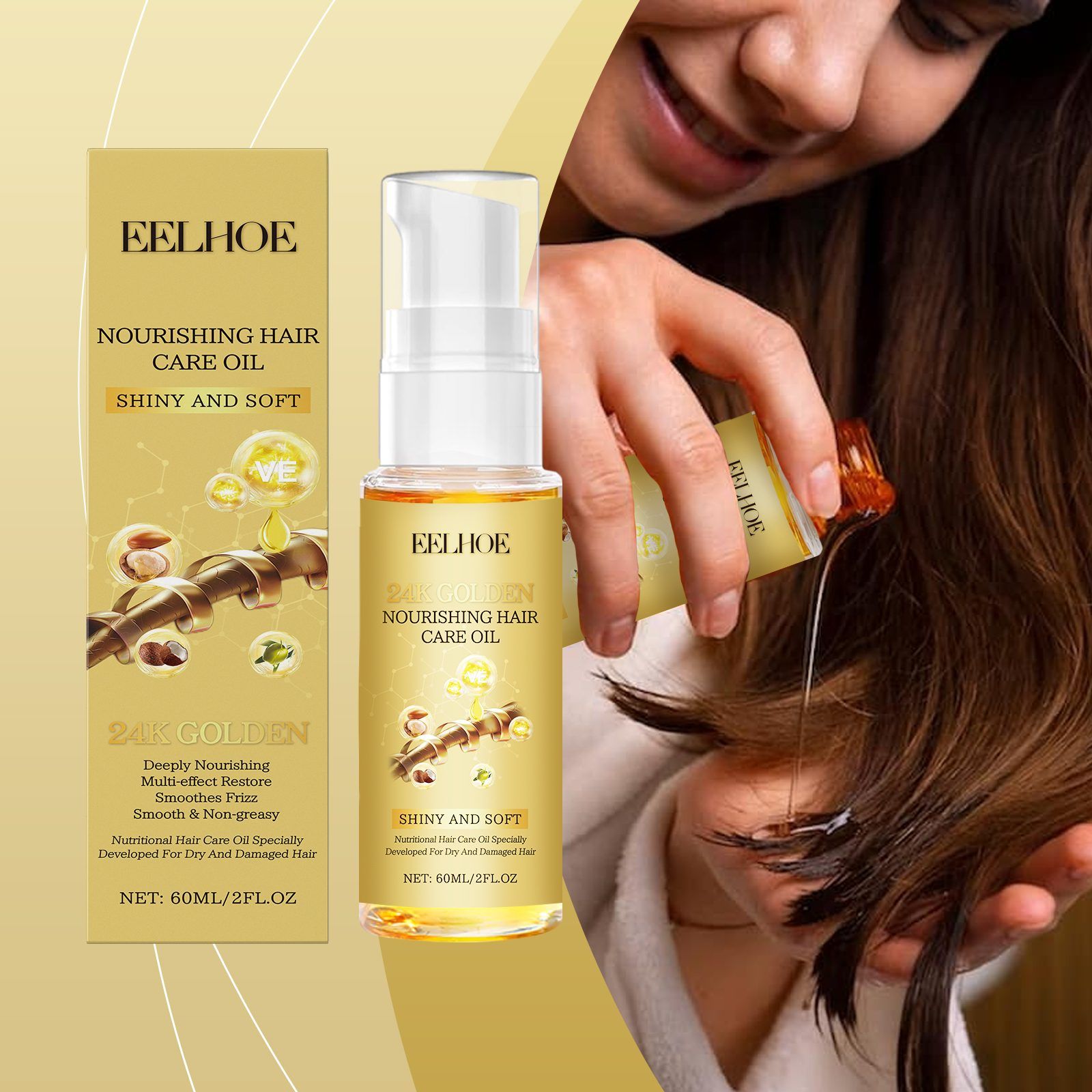 EELHOE 24K Gold Hair Care Oil, 60 ml photo 6