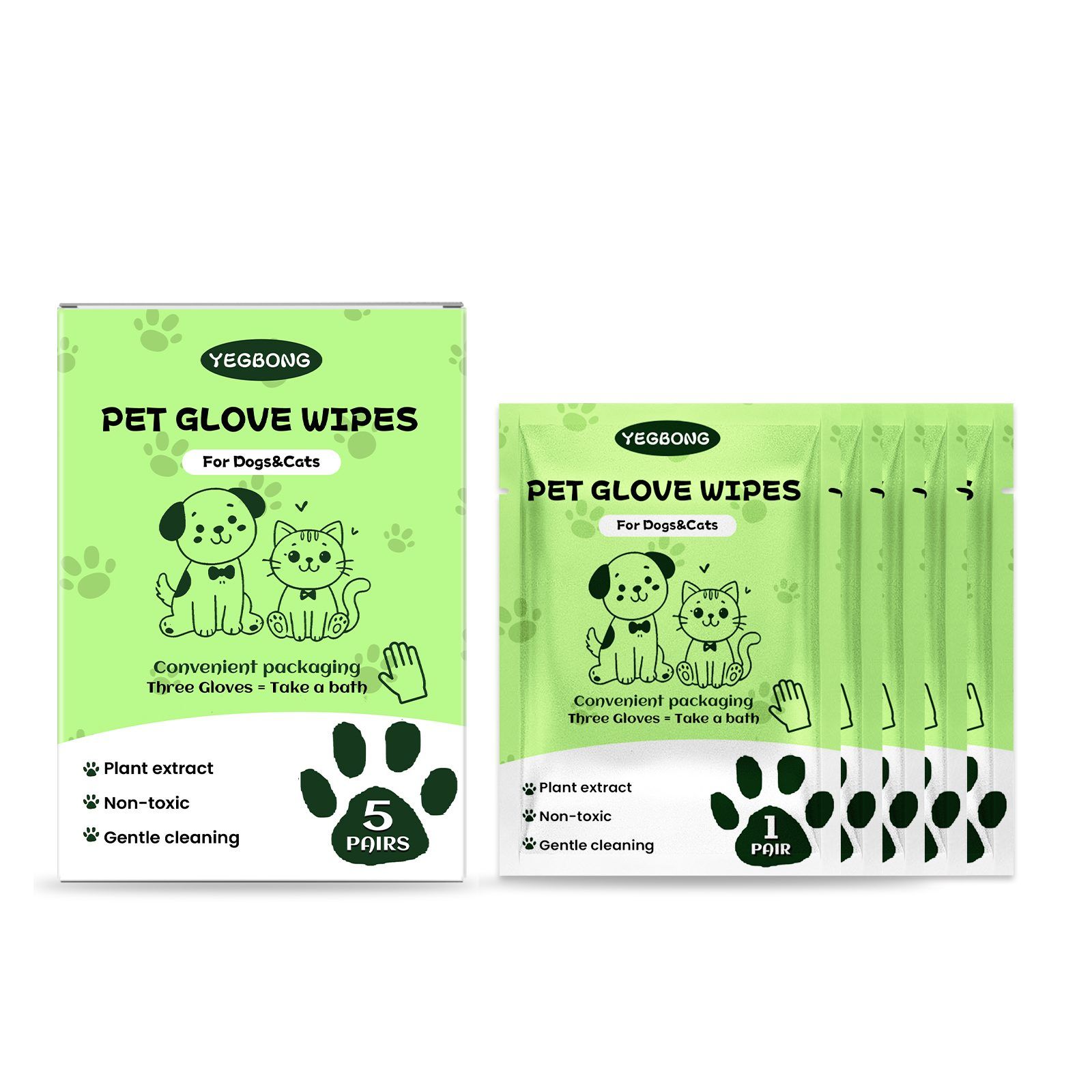 YEGBONG Disposable Pet Glove Wipes, 5 Pieces photo 4