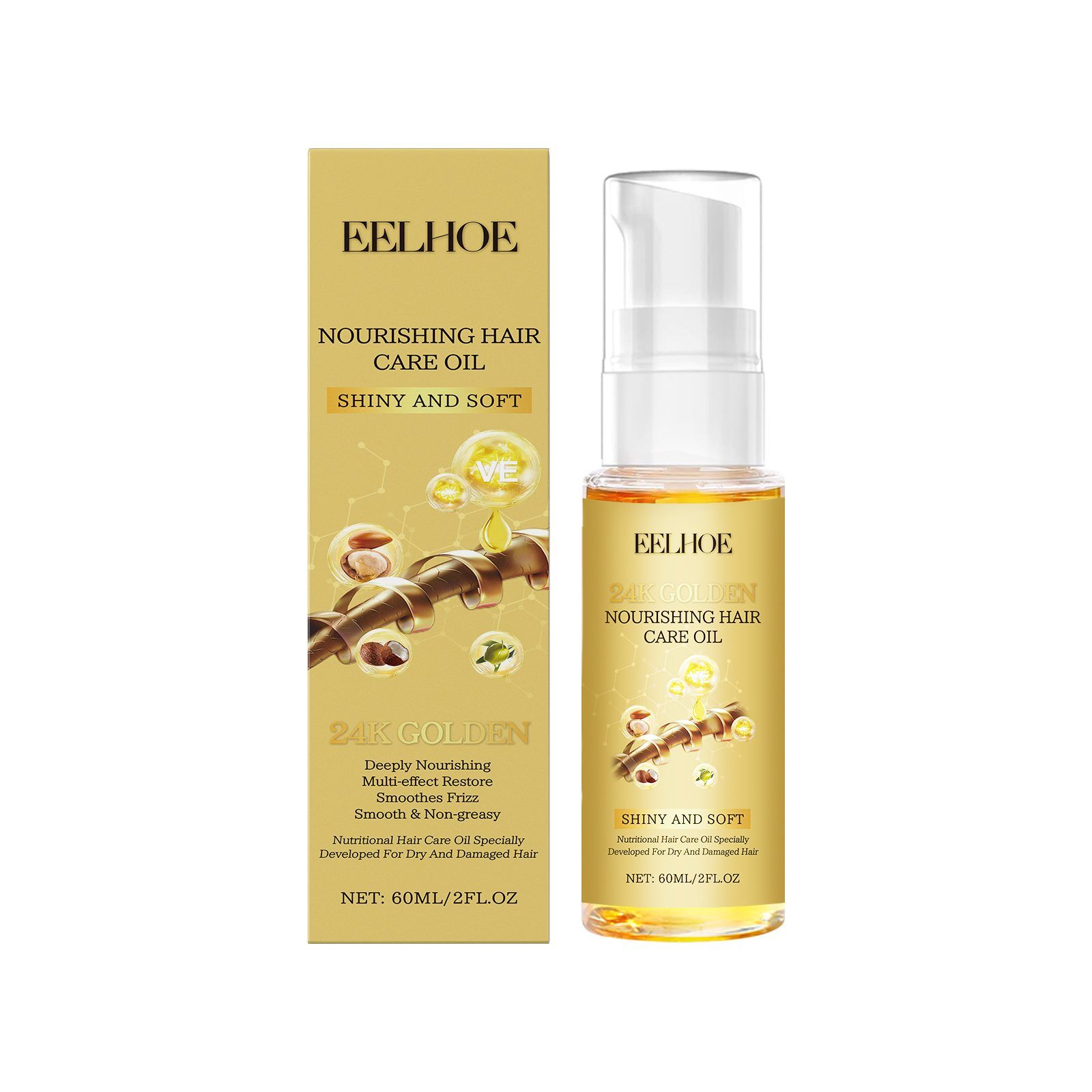 EELHOE 24K Gold Hair Care Oil, 60 ml photo 4