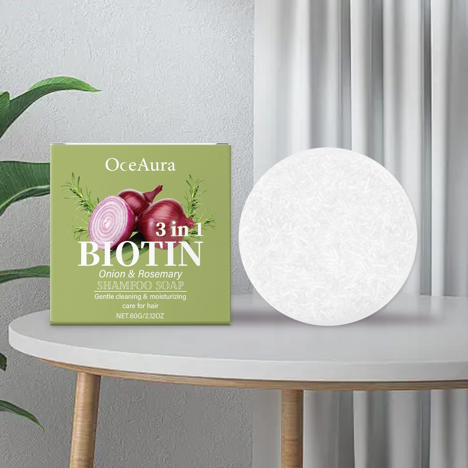 OCEAURA Onion and Rosemary Shampoo Bar, 60 g photo 8