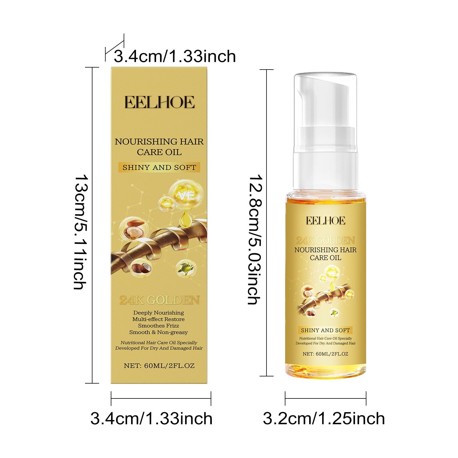 EELHOE 24K Gold Hair Care Oil, 60 ml photo 8