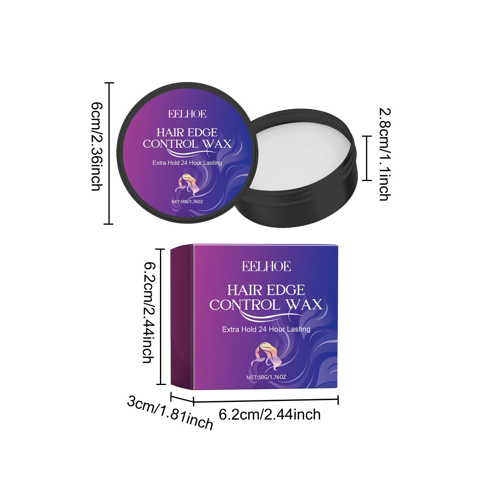 EELHOE Hair Edge Styling Wax, 50 g photo 3