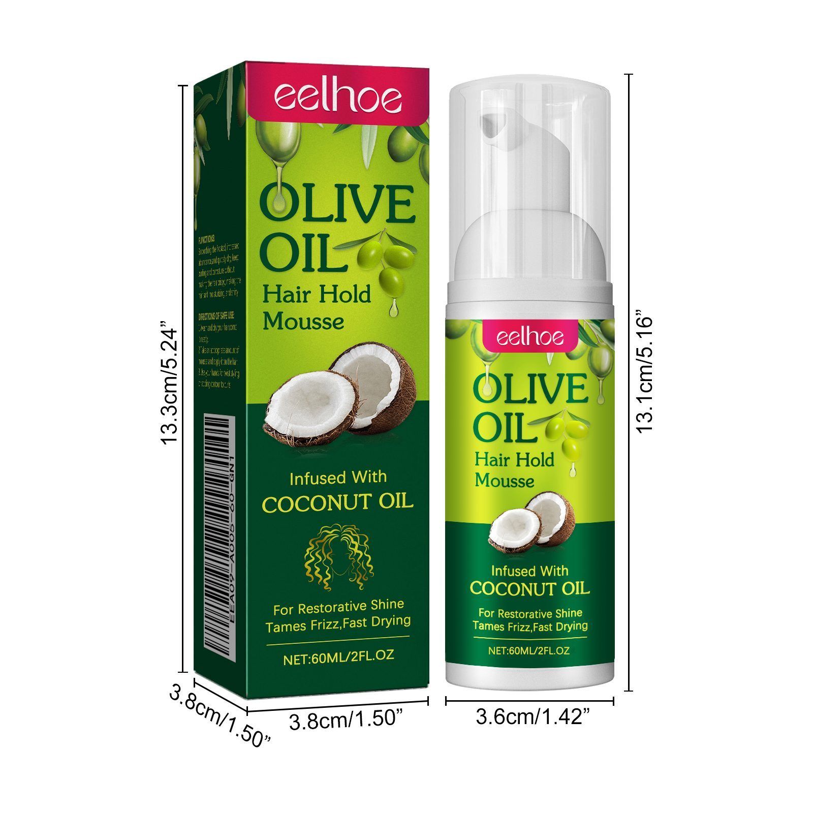 EELHOE Olive Oil Hair Styling Mousse, 60 ml photo 8