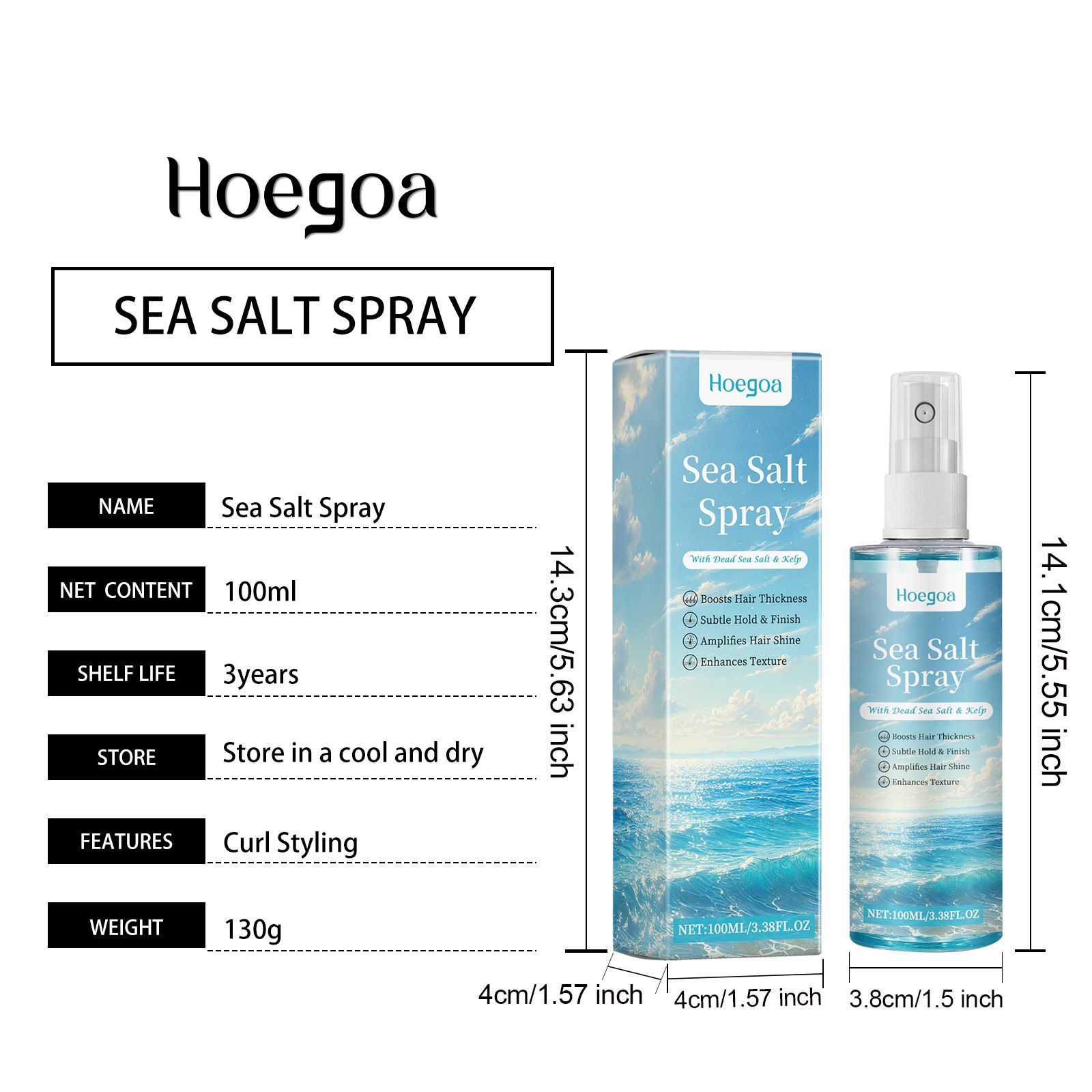 HOEGOA Sea Salt Hair Styling Spray, 100 ml photo 6