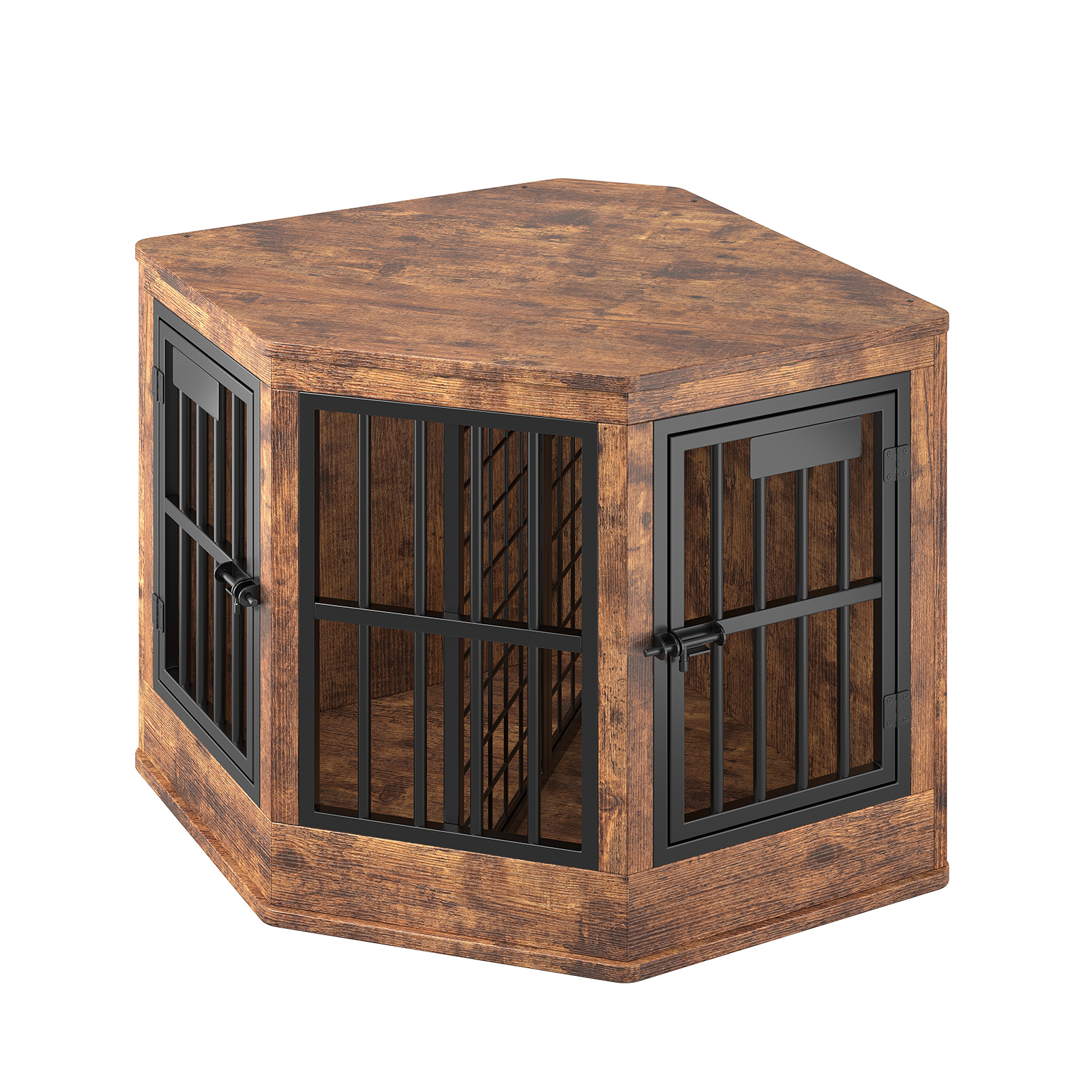 Corner Dog Crate Furniture Modern Indoor Dog Cage Decorative Pet House TV Stand For Medium And Large Sized Dogs Brown photo 1