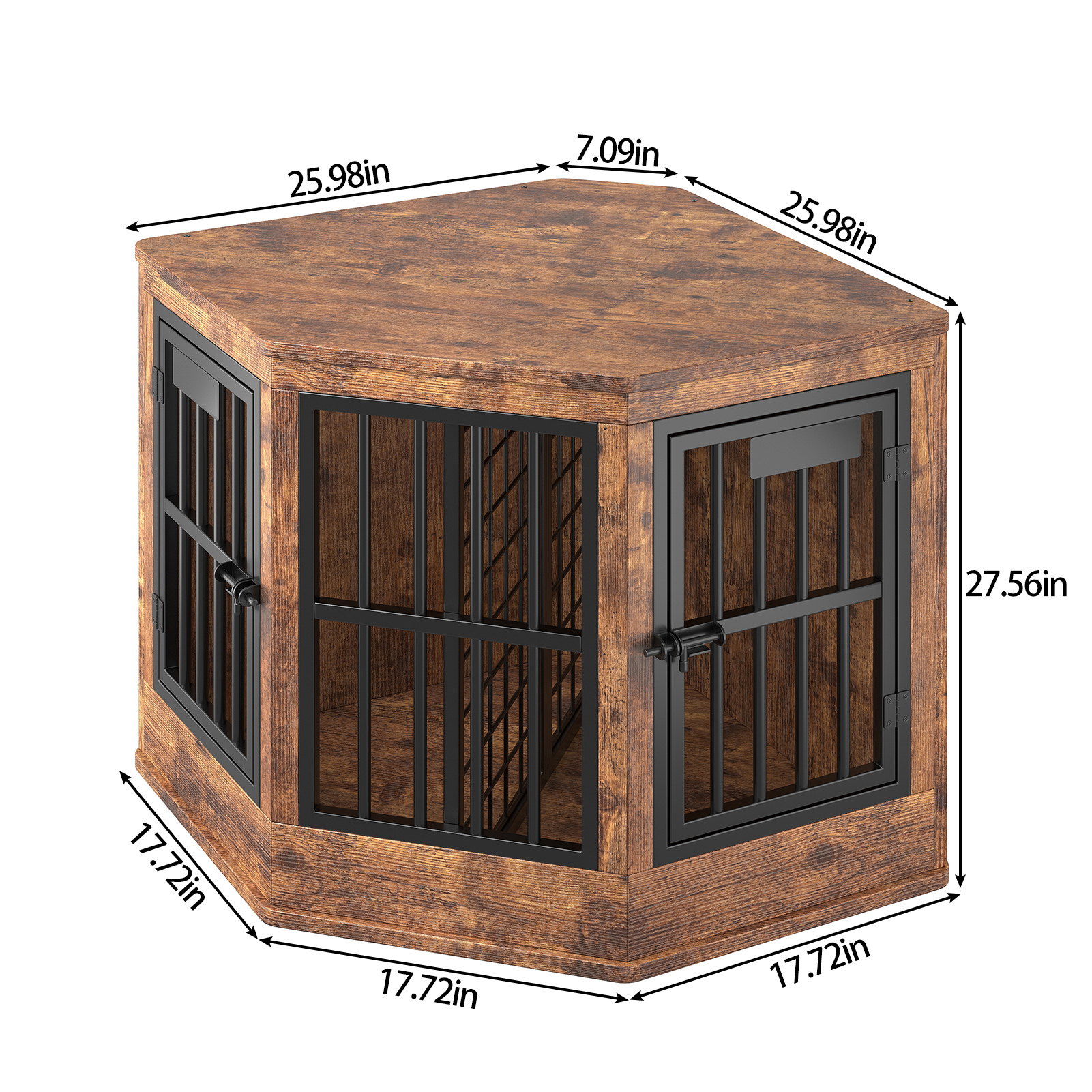 Corner Dog Crate Furniture Modern Indoor Dog Cage Decorative Pet House TV Stand For Medium And Large Sized Dogs Brown photo 3
