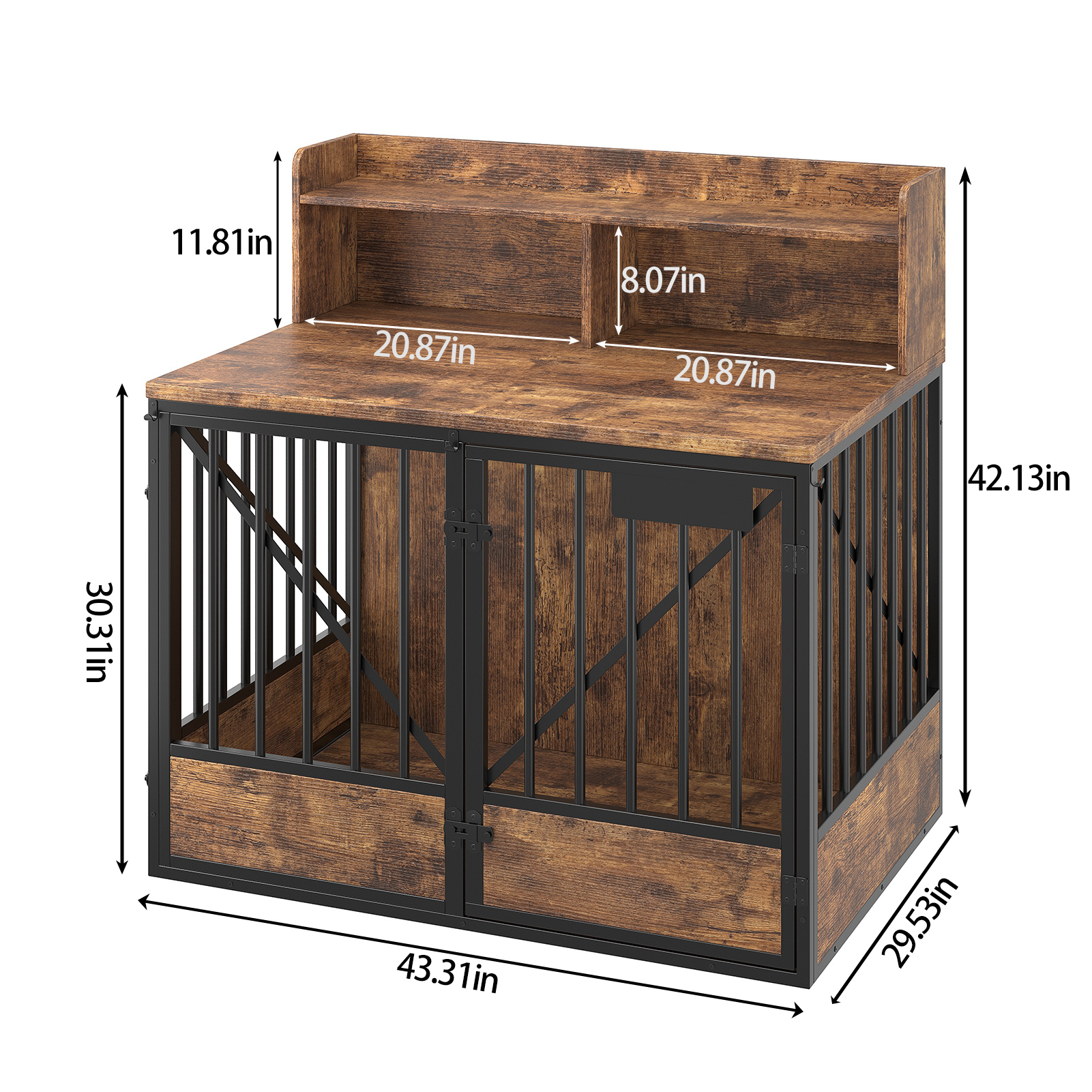 Dog Crate Large Capacity Multifunctional Spacious Top Pet Kennel With 2 Open Storage Compartment photo 1