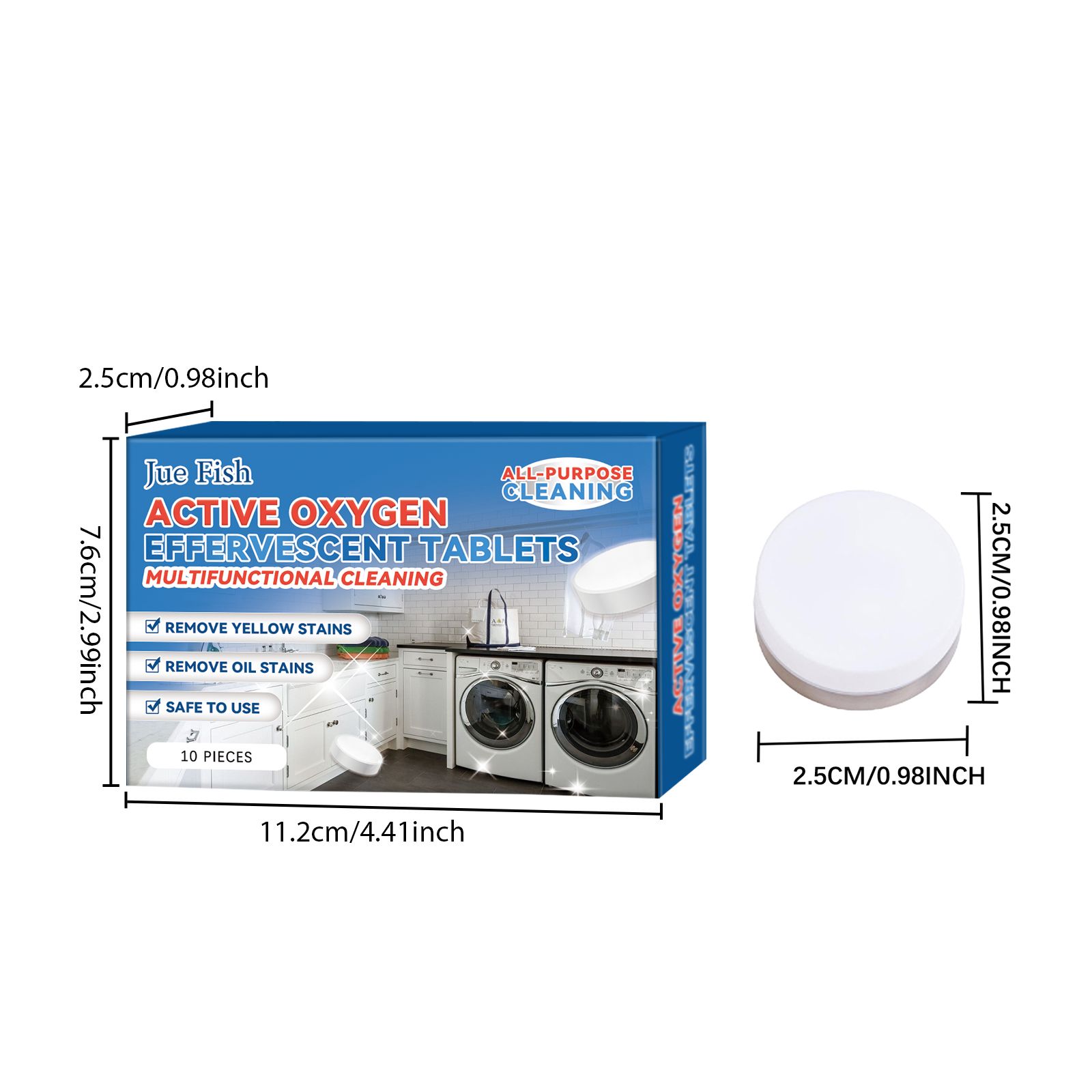 JUE FISH Multipurpose Active Oxygen Cleaning Tablets, 10 Pieces photo 8