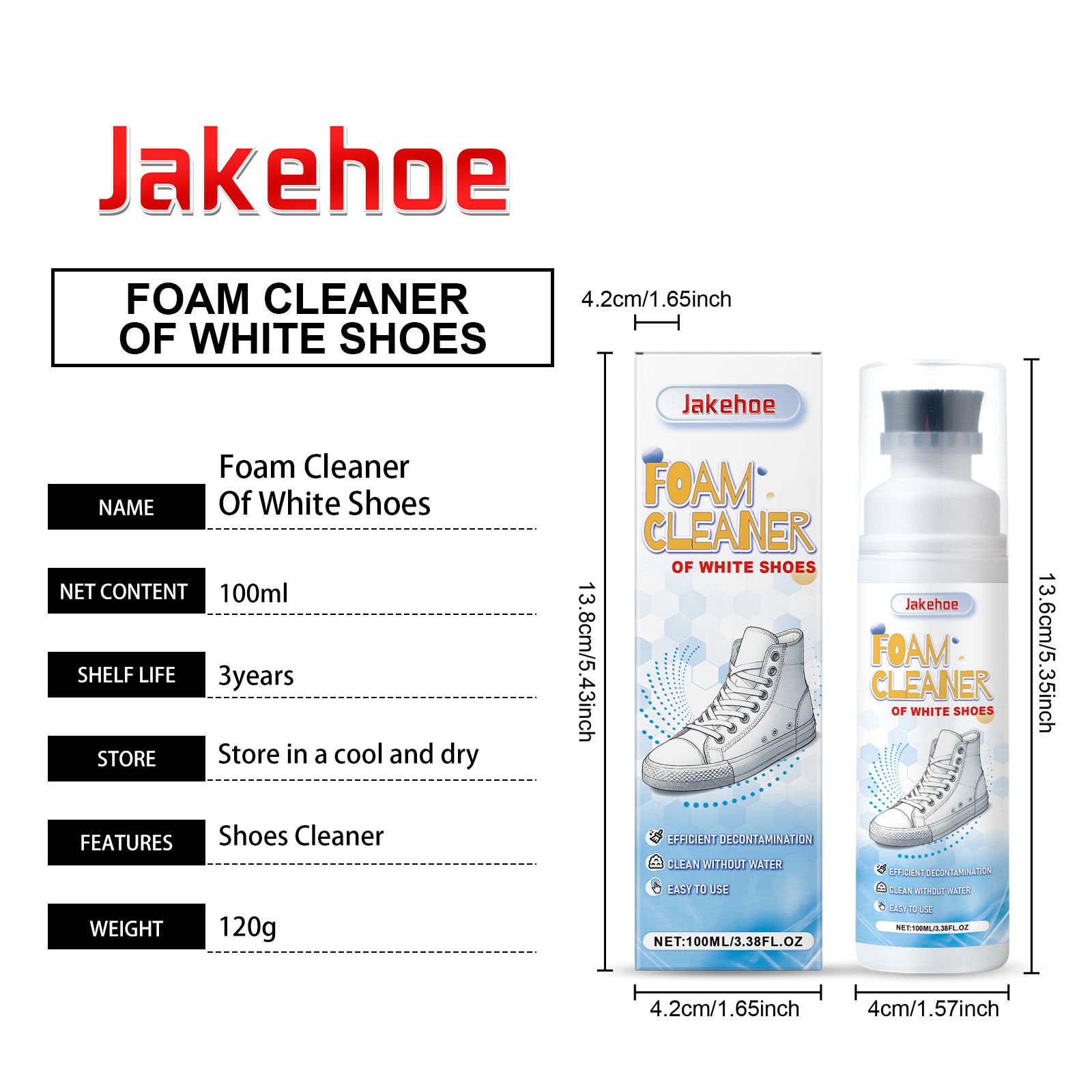 JAKEHOE White Shoe Cleaner Liquid, 100 ml / 1 Bottle photo 6