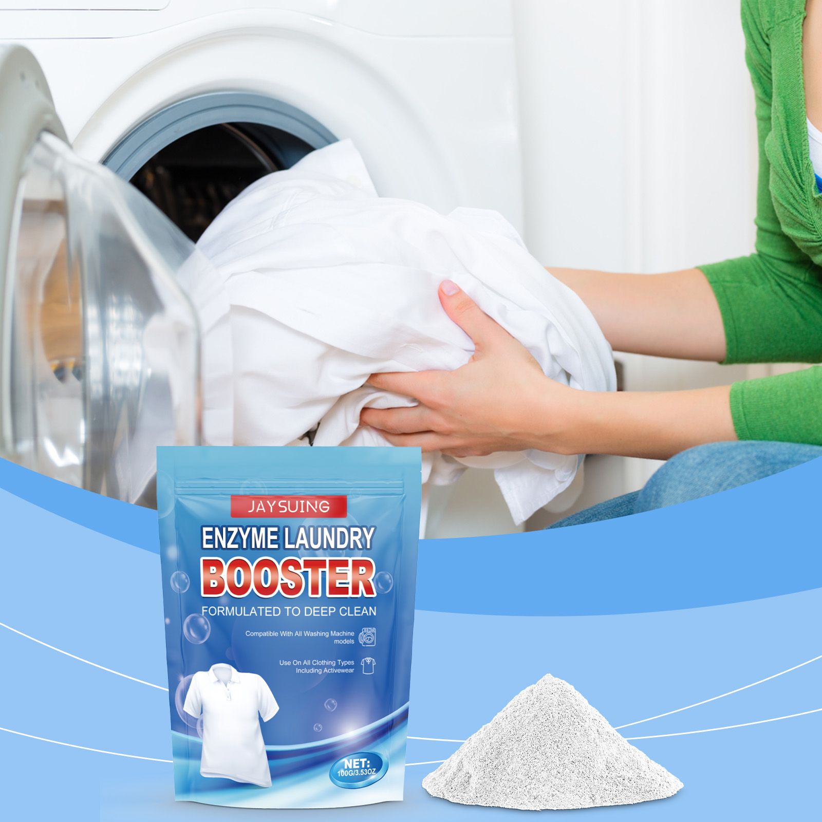 JAYSUING Enzyme Laundry Booster Powder, 100 g / 1 Pack photo 5