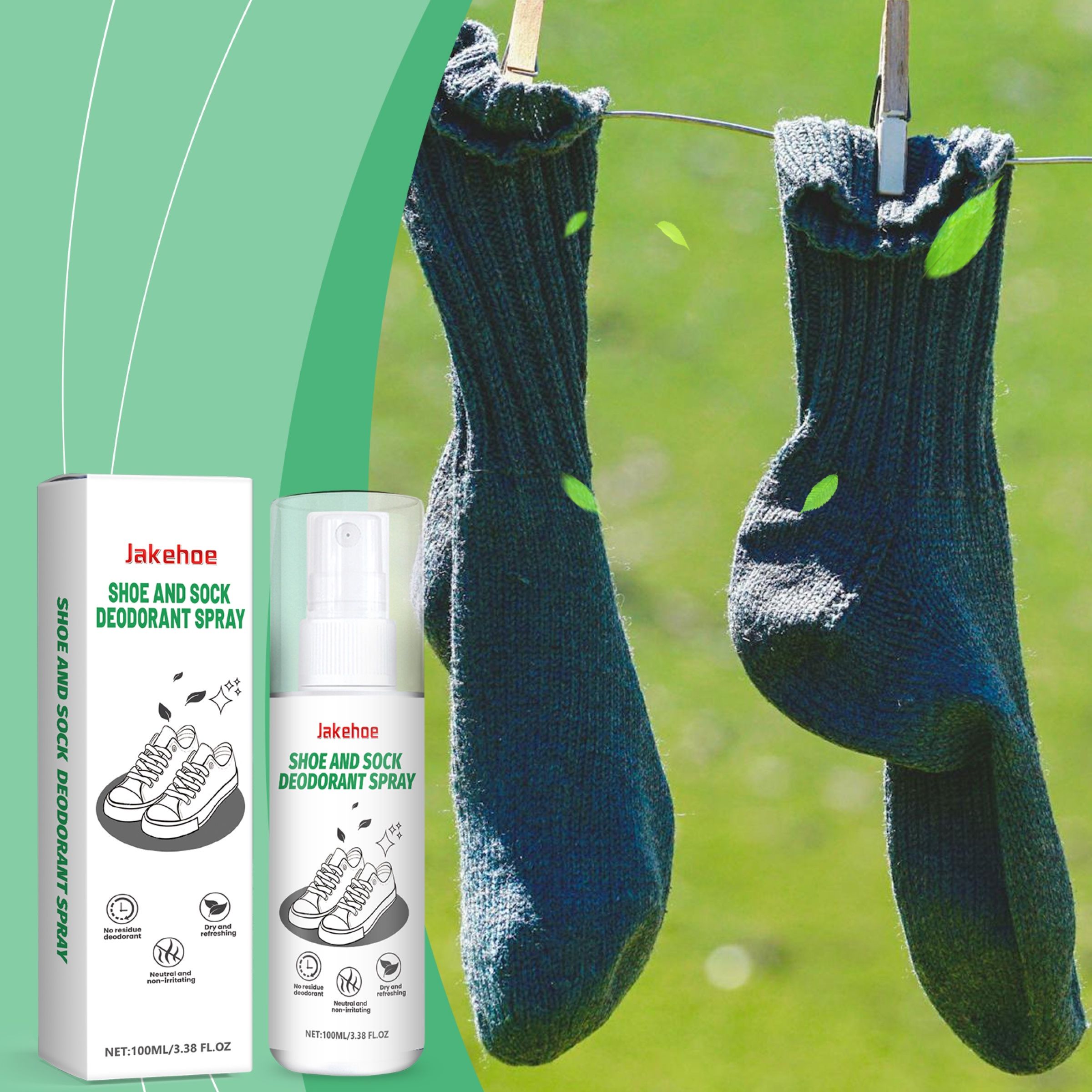 JAKEHOE Shoe and Sock Deodorizing Spray, 100 ml / 1 Bottle photo 2