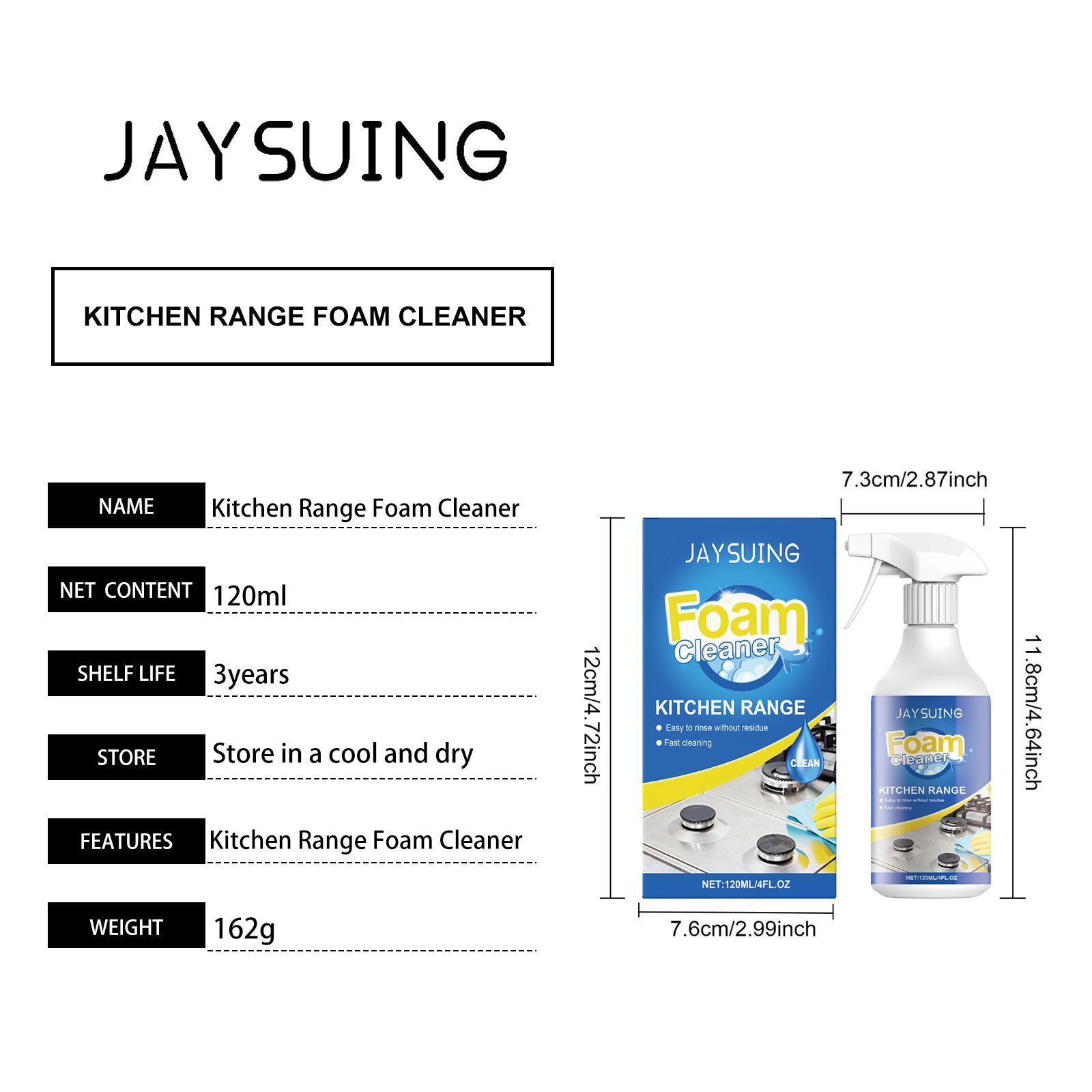 JAYSUING Stovetop Foam Cleaner Spray, 120 ml / 1 Bottle photo 5