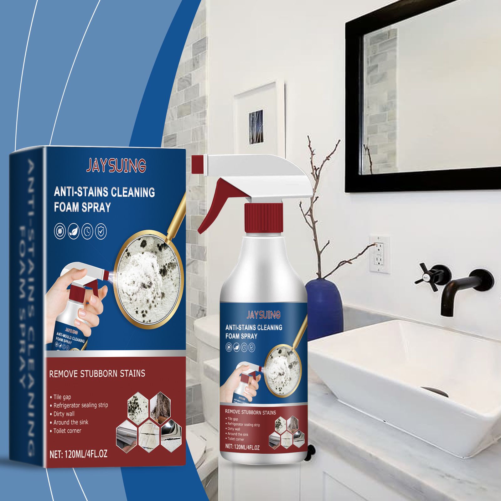 JAYSUING Bathroom Foam Cleaner Spray, 120 ml / 1 Bottle photo 6