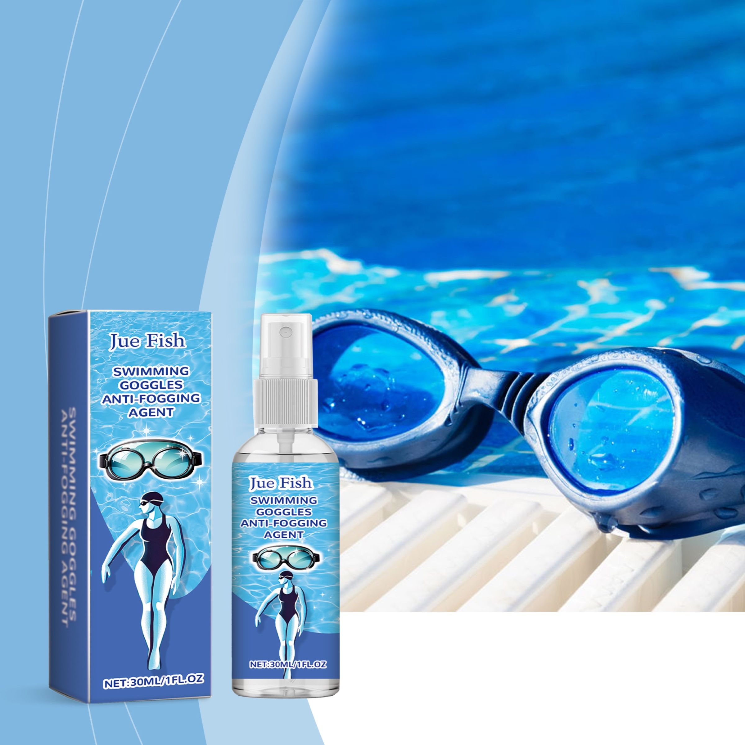 JUE FISH Swimming Goggle Anti-Fog Spray, 30 ml / 1 Bottle photo 5