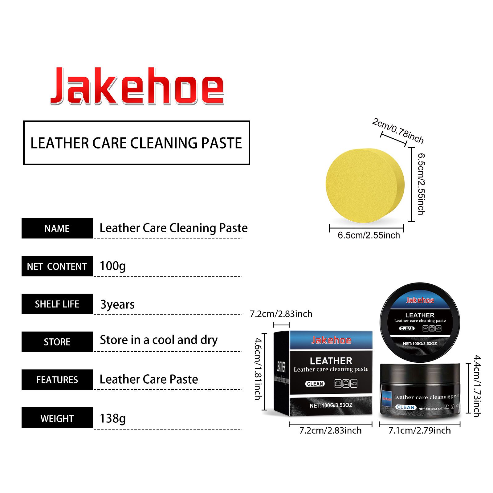 JAKEHOE Leather Cleaning Care Paste Kit, 100 g Kit photo 4