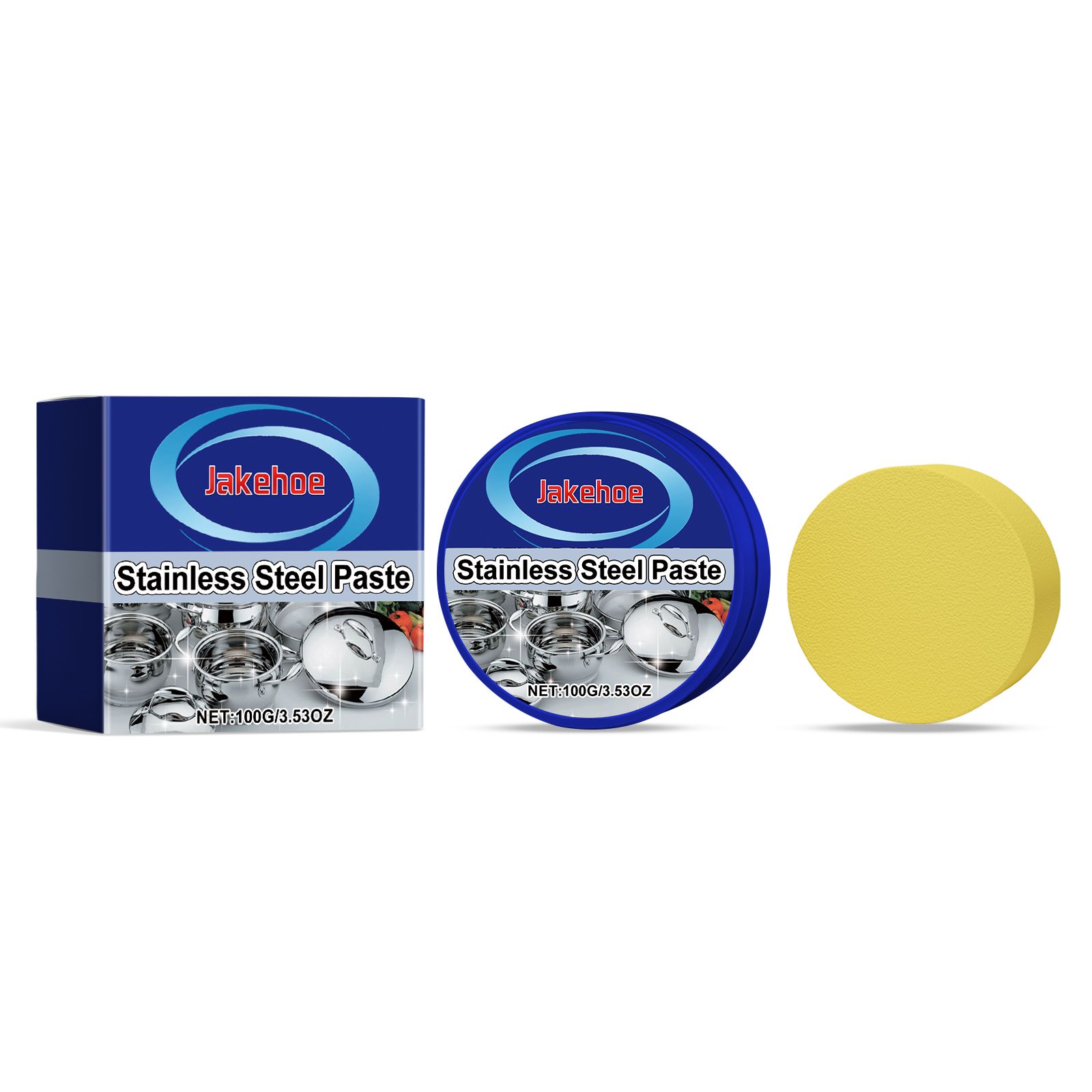 JAKEHOE Stainless Steel Cleaning Paste Kit, 100 g with Sponge photo 1