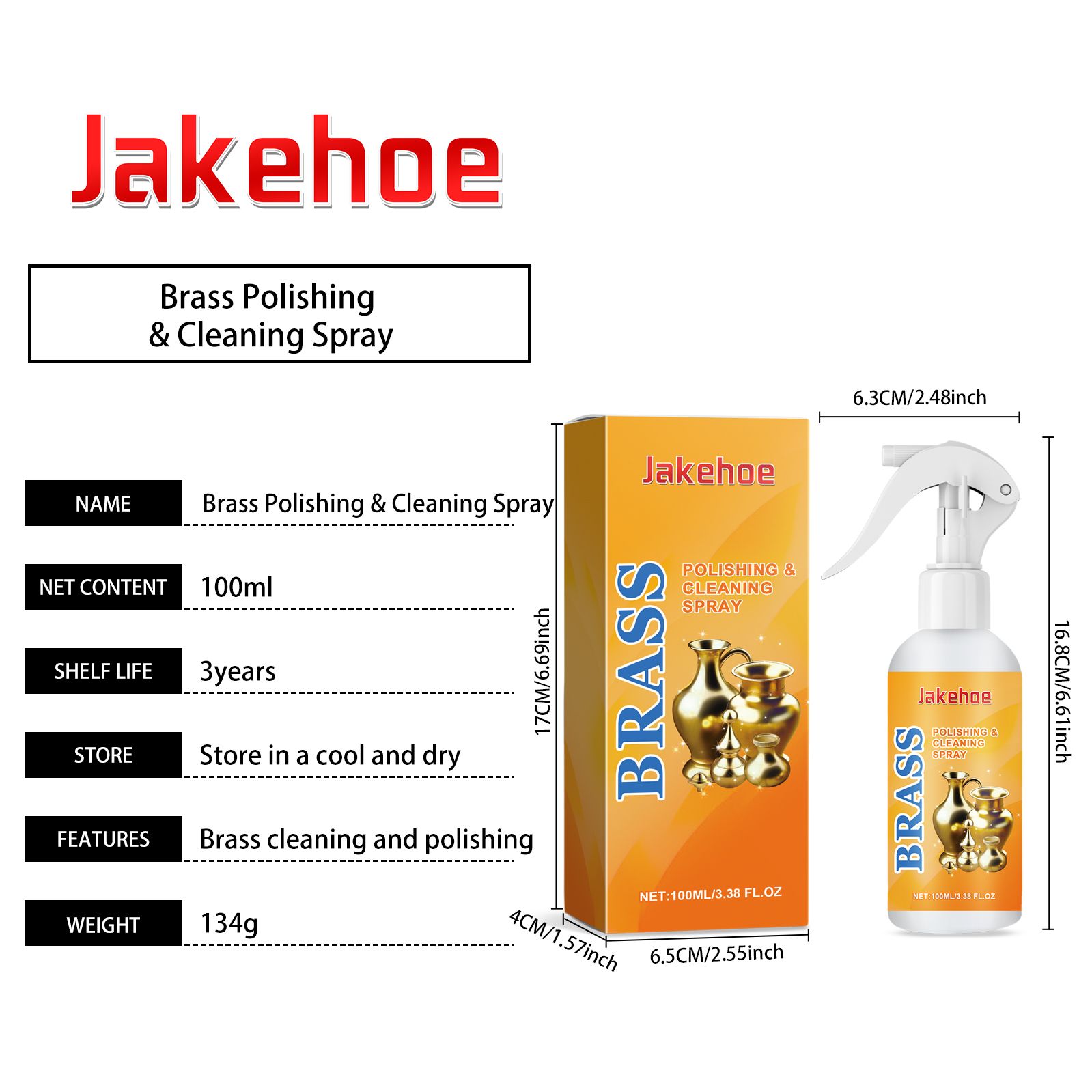 JAKEHOE Brass Cleaning and Polishing Spray, 100 ml / 1 Bottle photo 8