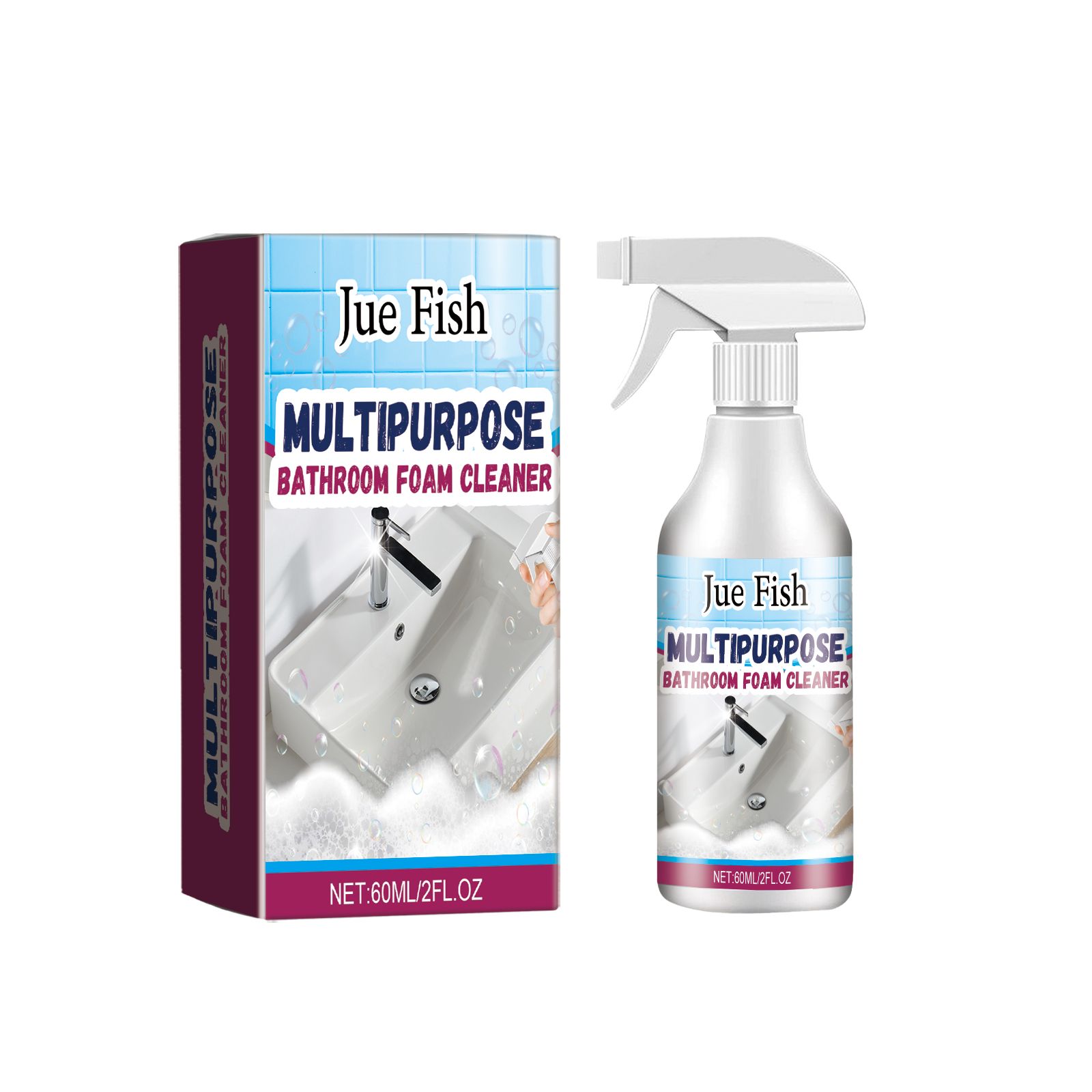 JUE FISH Bathroom Foam Cleaner Spray, 60 ml / 1 Bottle photo 1