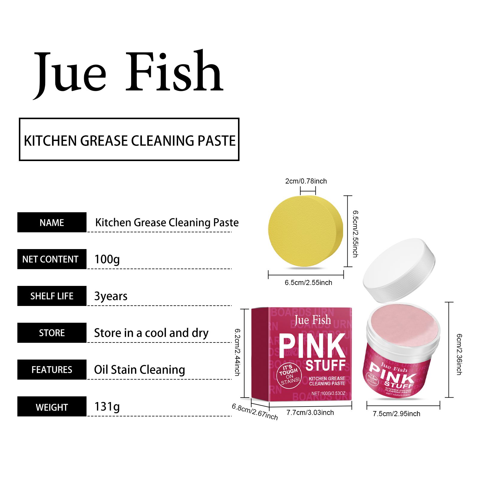 JUE FISH Kitchen Grease Cleaning Paste Kit, 100 g with Sponge photo 7