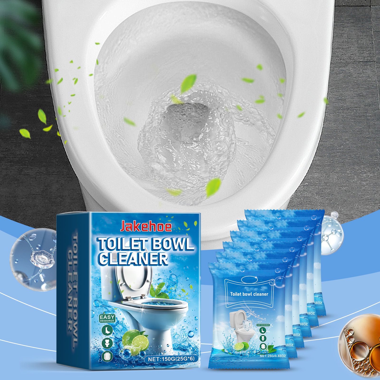 JAKEHOE Toilet Bowl Cleaning Powder Sachets, 6 Sachets x 25 g (150 g Total) photo 2