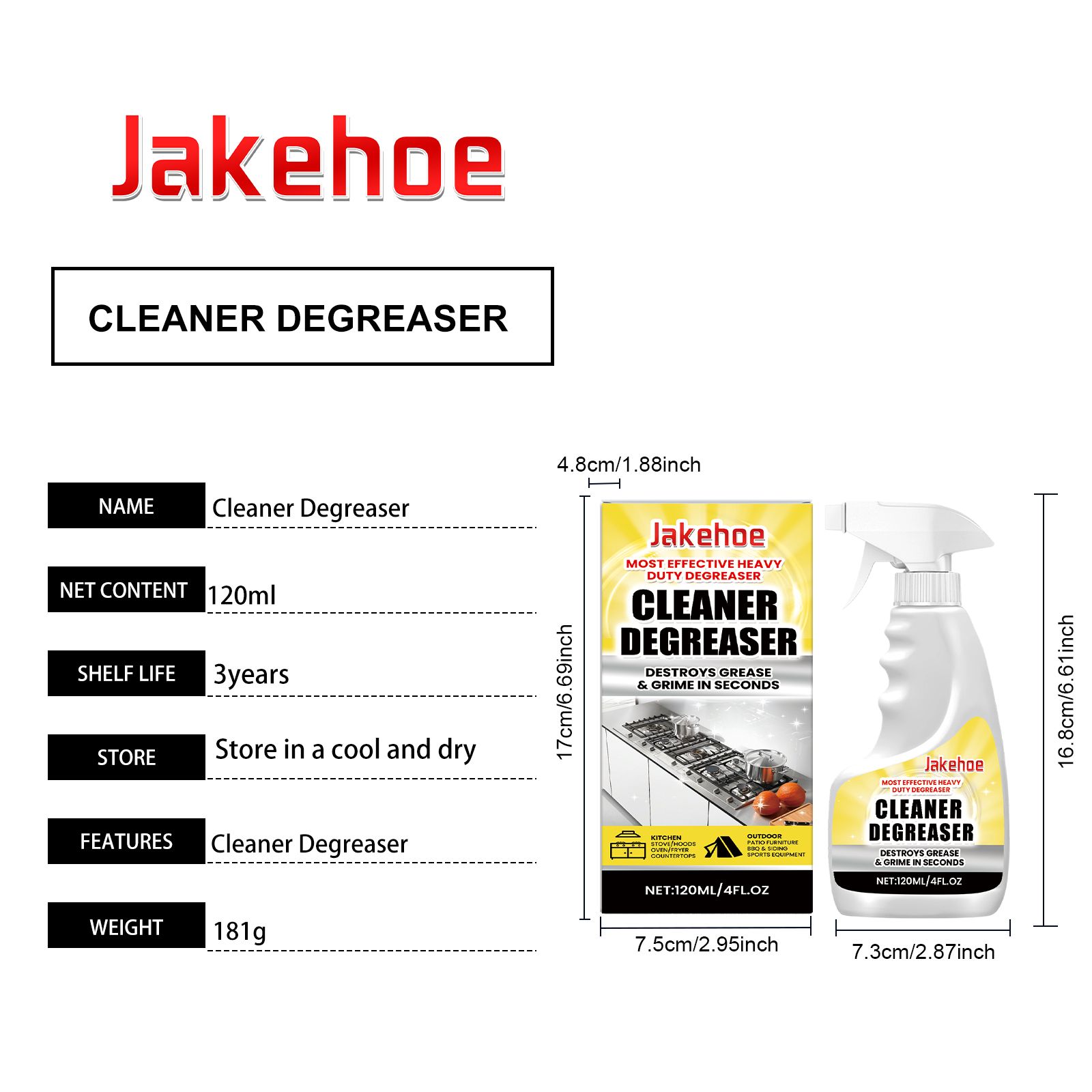 JAKEHOE Kitchen Grease Cleaner Spray, 120 ml photo 7