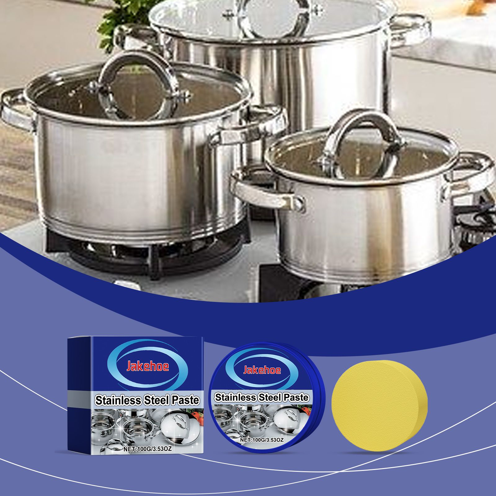 JAKEHOE Stainless Steel Cleaning Paste Kit, 100 g with Sponge photo 7