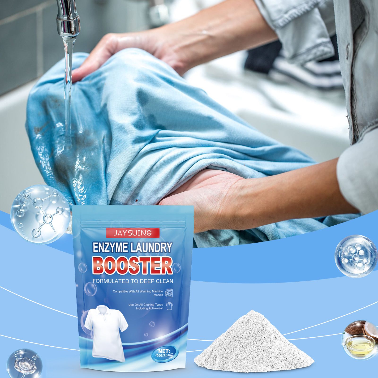JAYSUING Enzyme Laundry Booster Powder, 100 g / 1 Pack photo 2