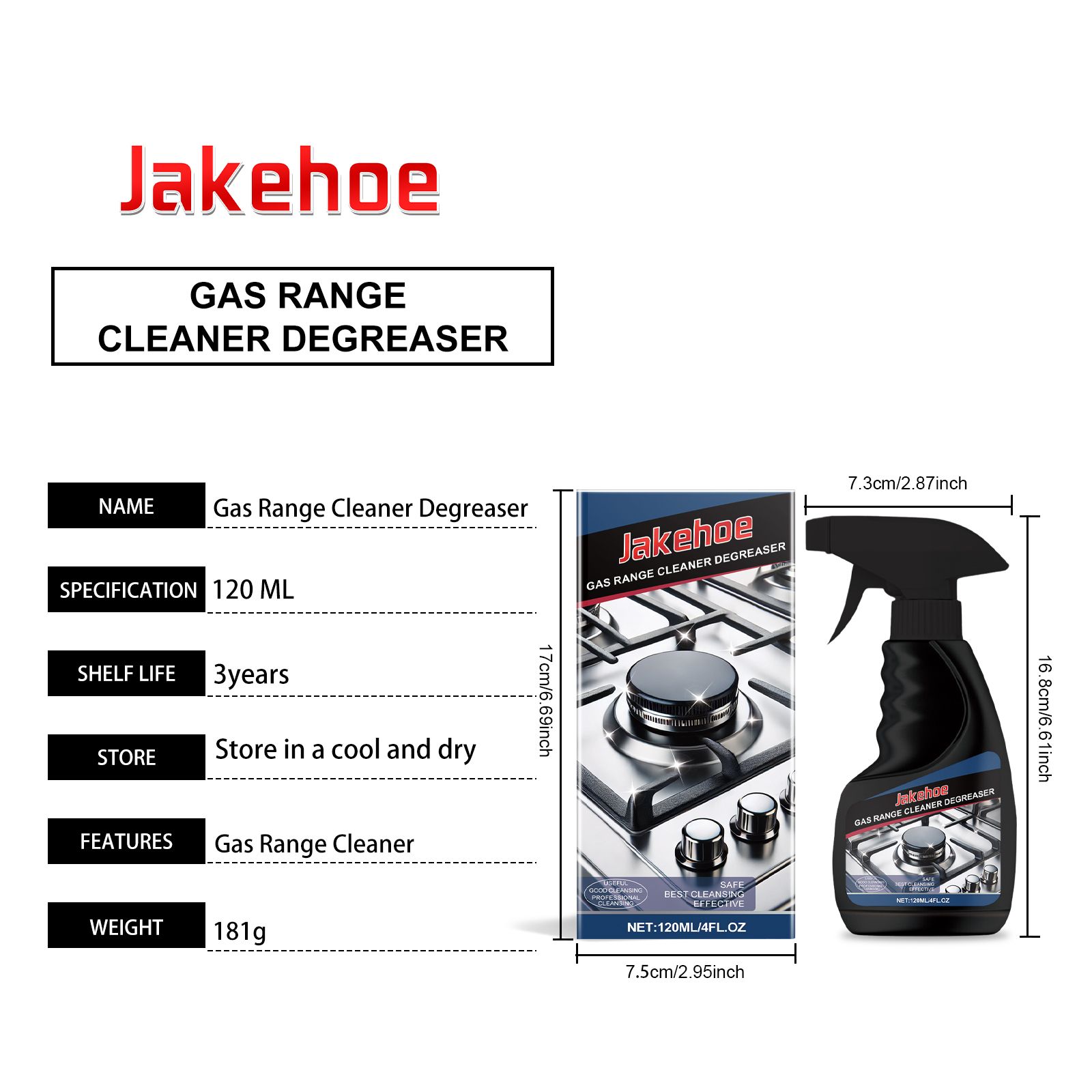 JAKEHOE Gas Stovetop Cleaner Spray, 120 ml photo 7