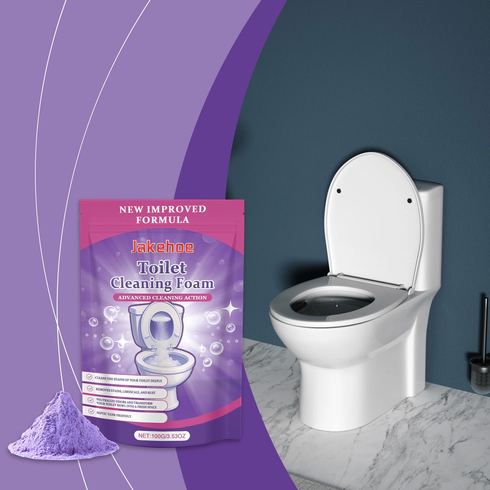 JAKEHOE Toilet Cleaning Powder, 100 g / 1 Pack photo 3