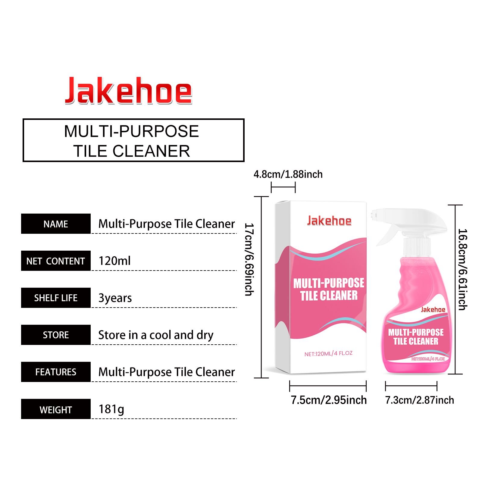 JAKEHOE Tile Surface Cleaner Spray, 120 ml / 1 Bottle photo 7