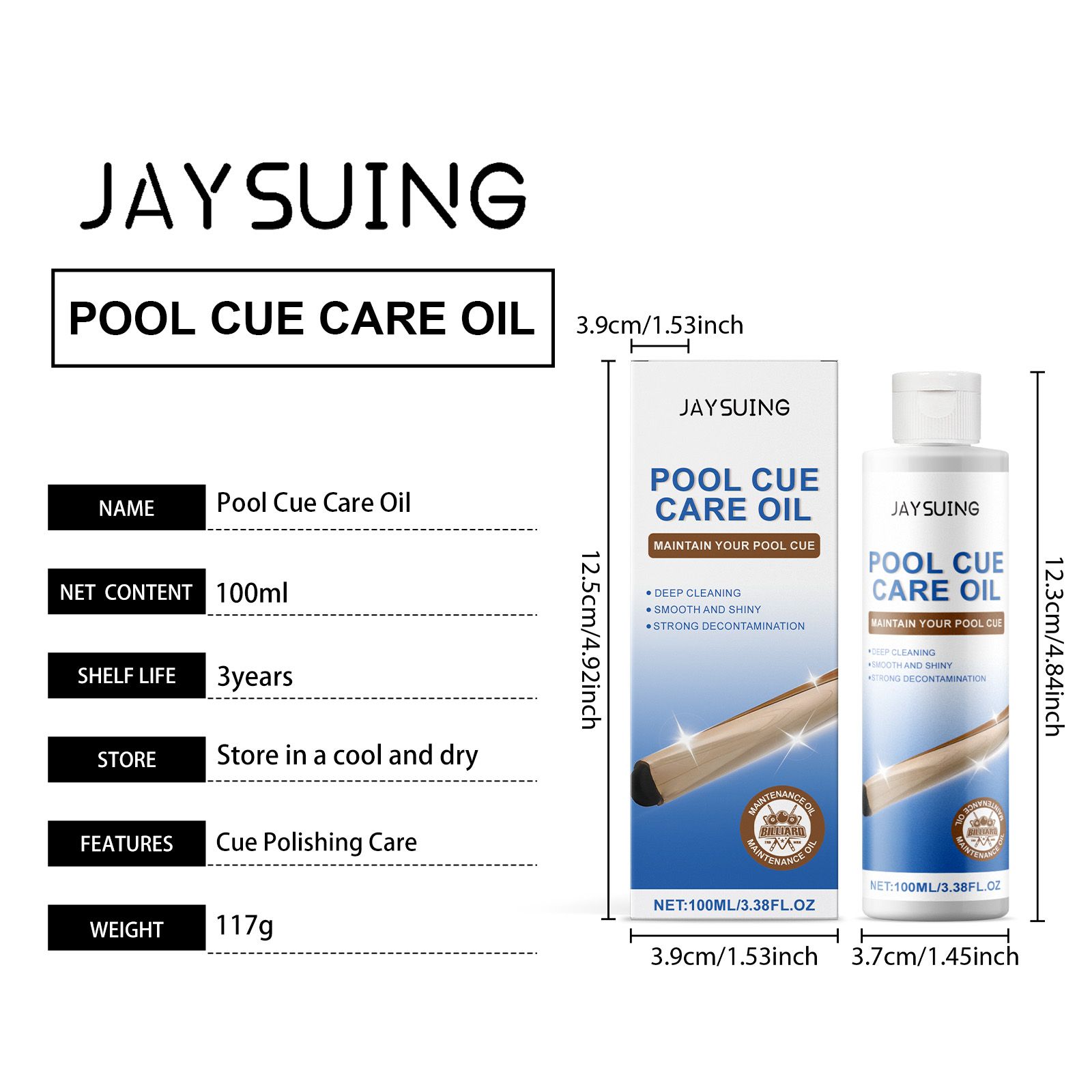 JAYSUING Pool Cue Care Oil, 100 ml / 1 Bottle photo 4