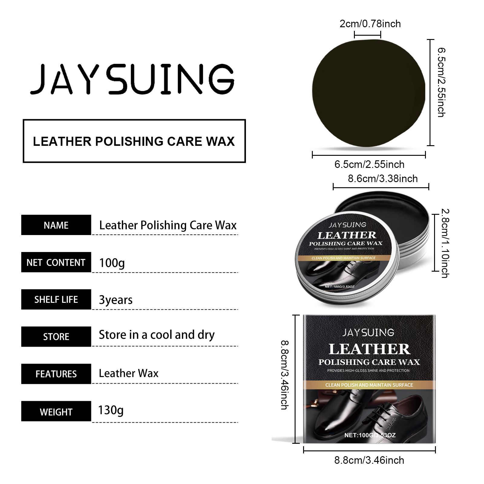 JAYSUING Black Leather Polish Care Wax, 100 g / 1 Pack photo 3