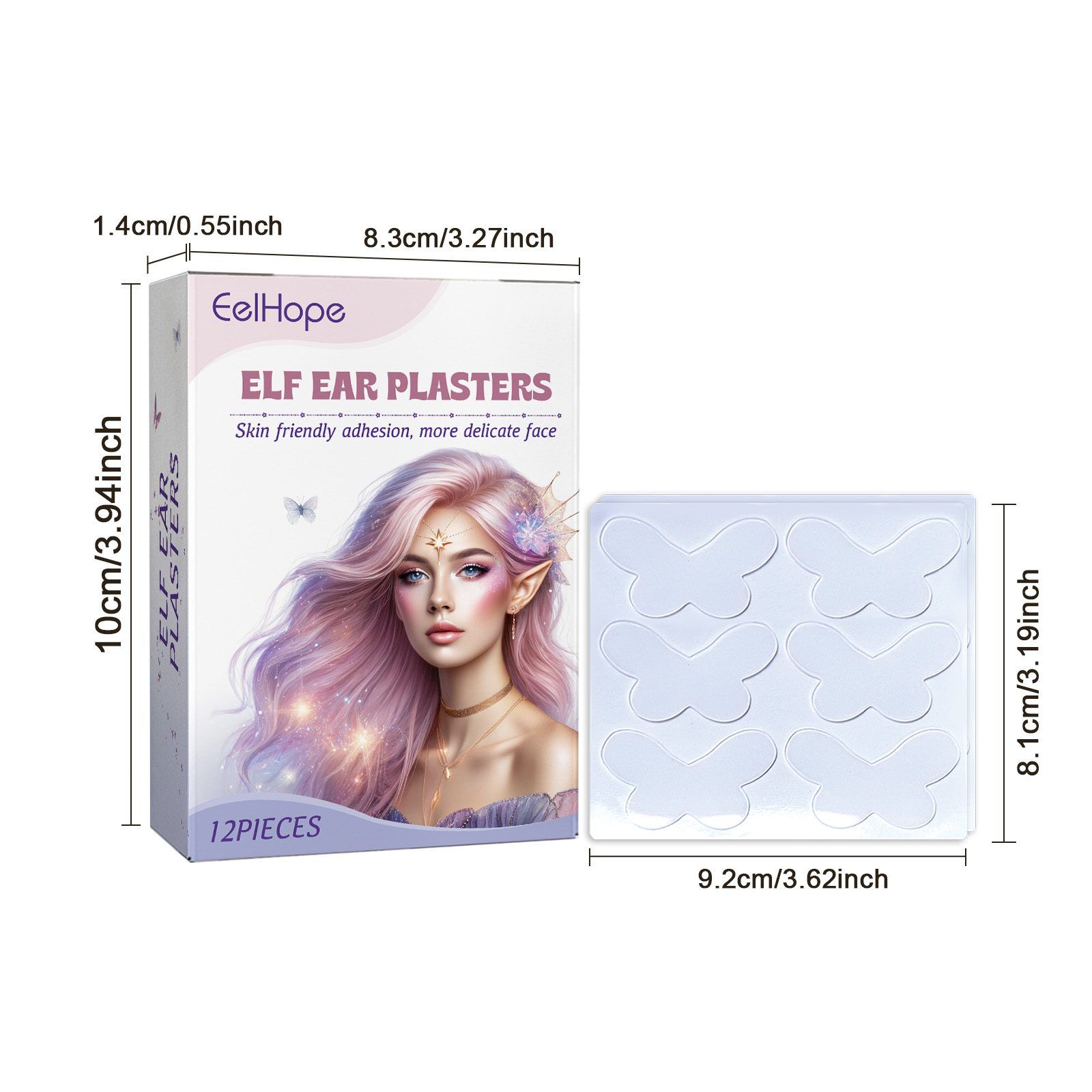 EELHOPE Butterfly Elf Ear Cosmetic Stickers, 12 Pieces photo 1