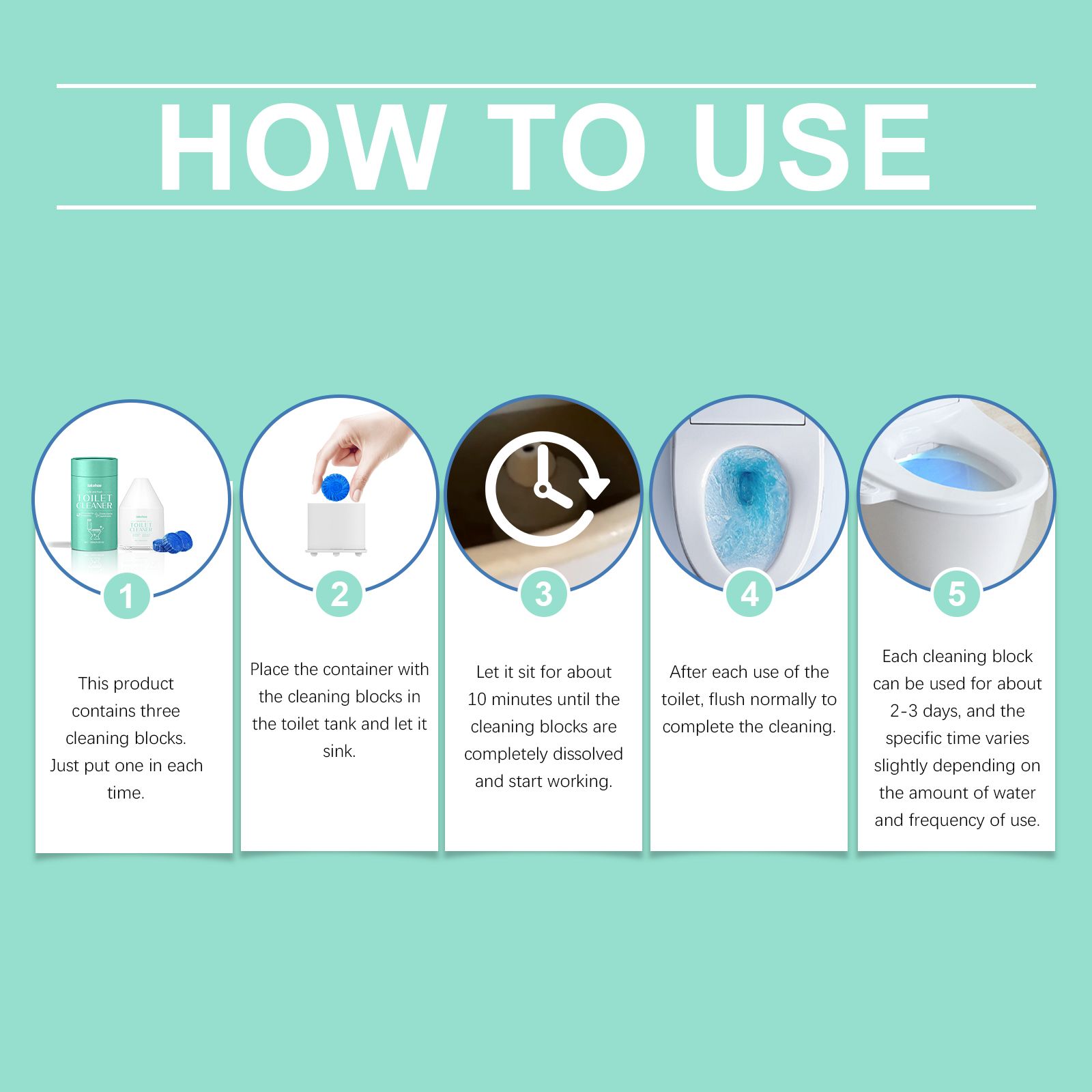 JAKEHOE Toilet Tank Cleaning Block Kit, 3 Blocks with Dosing Container, 120 g Total photo 7