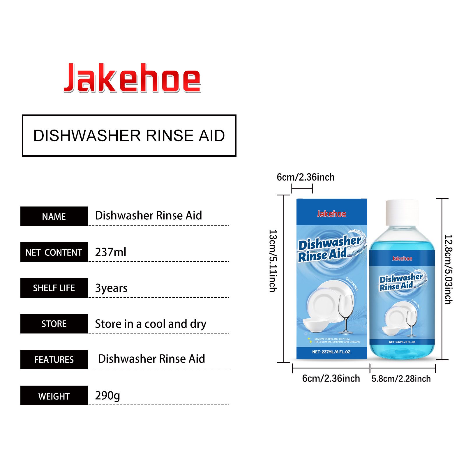 JAKEHOE Dishwasher Cleaning Additive Liquid, 237 ml / 1 Bottle photo 8