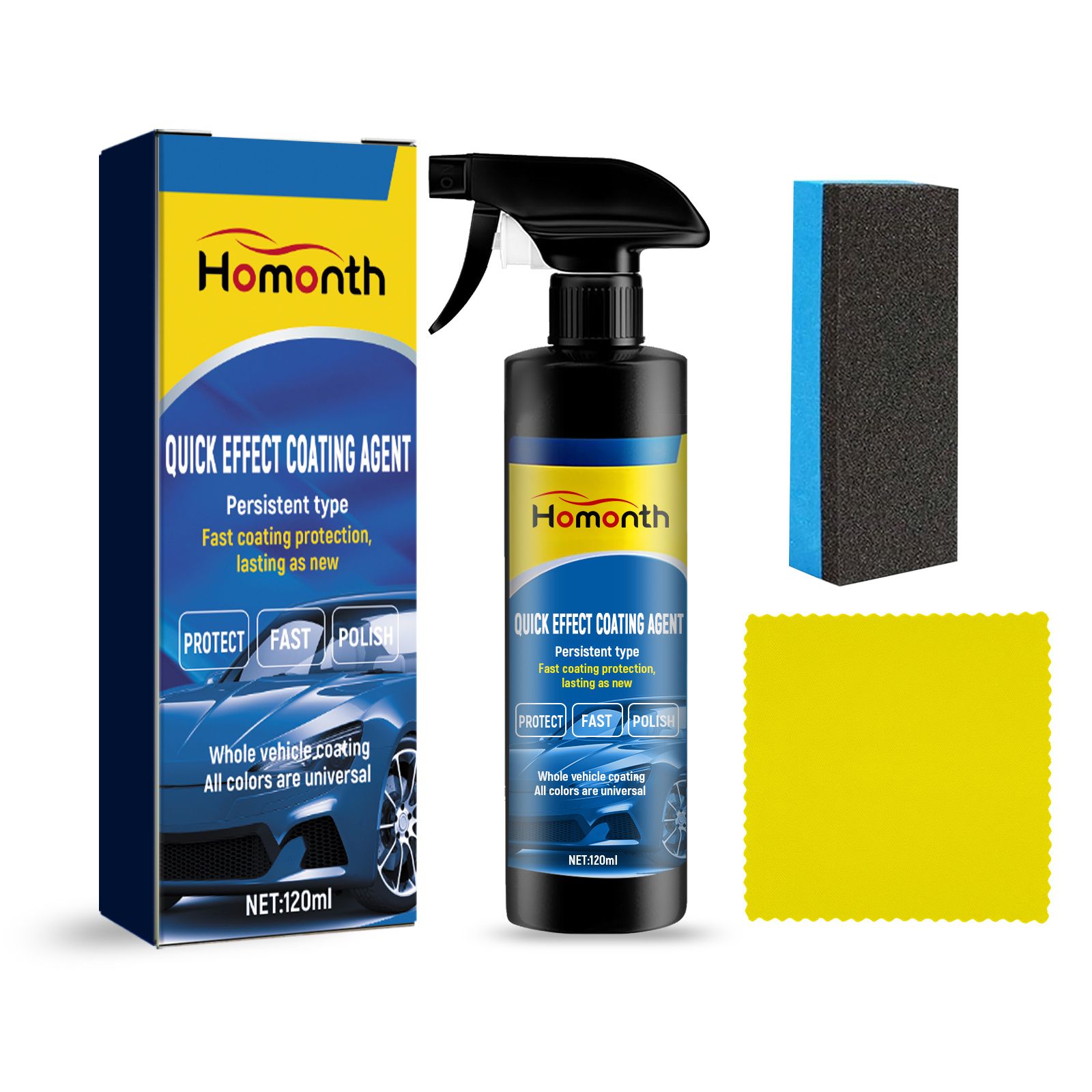 HOMONTH Automotive Coating Kit, 120 ml with Sponge and Cloth photo 1